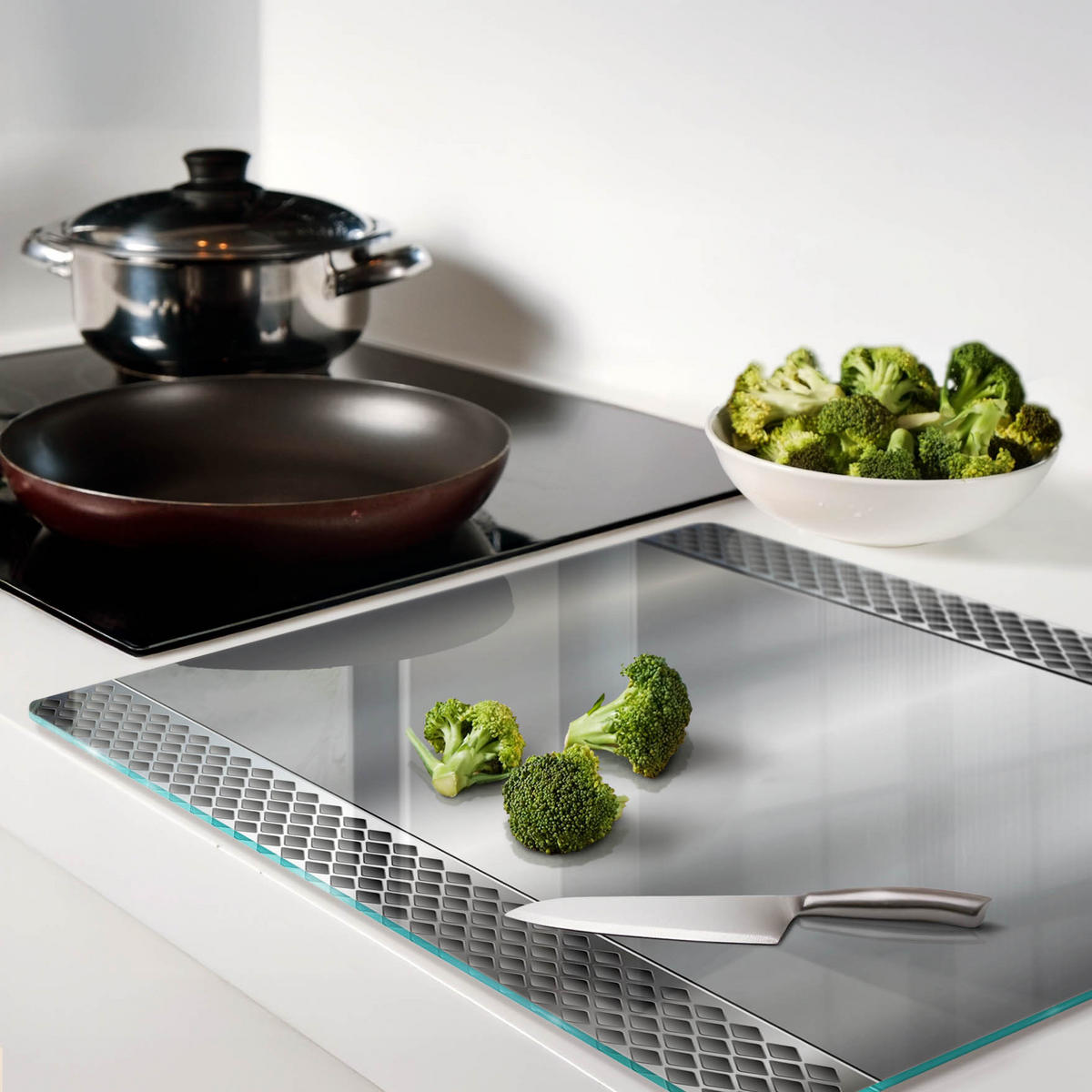 GLASPLATTE 60x52 cm Metallhintergrund - Schwarz, Glas (60/0.4/52cm) - TULUP