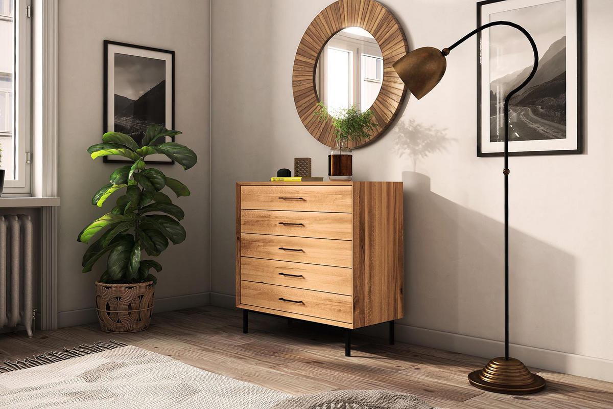 KOMMODE HOCH LEON Wildeiche - Wildeiche, Holz (97/95/45cm) - byoak
