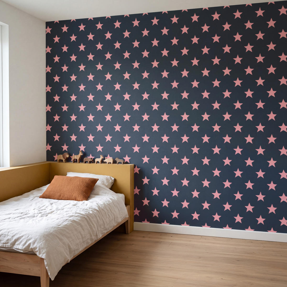 KINDERTAPETE - Muster - Sterne - Rosa - 280x220 cm - Anthrazit, Papier (280/220cm) - OnlyWow