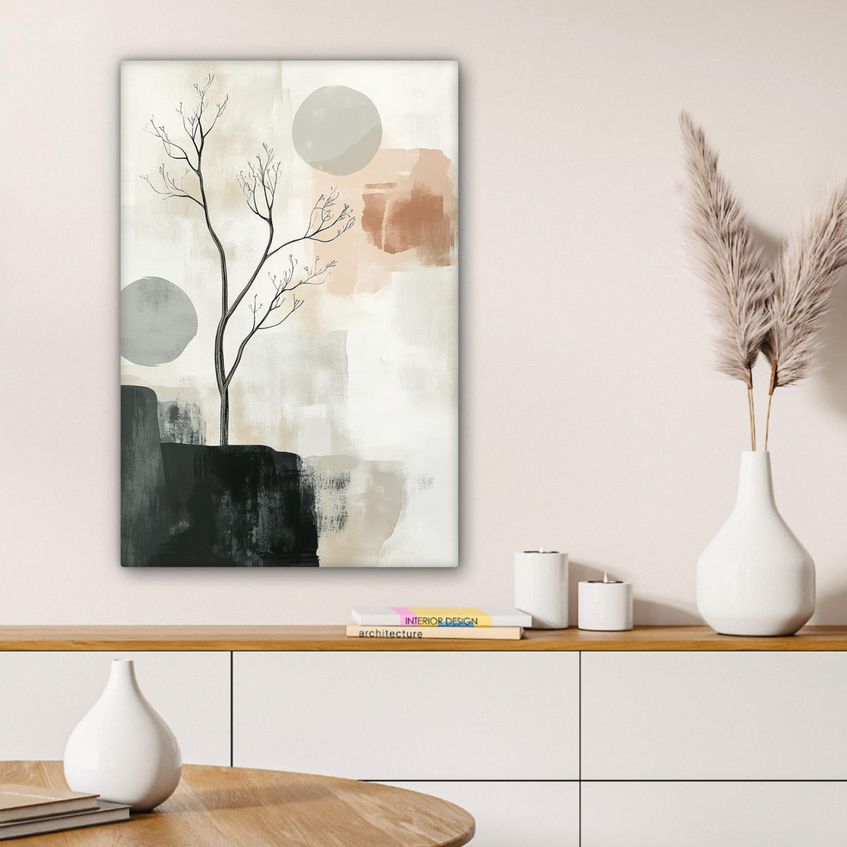 LEINWANDBILD Wabi sabi - Beige - Pflanze 60x90 cm - Sandfarben, Textil (60/90cm) - MuchoWow