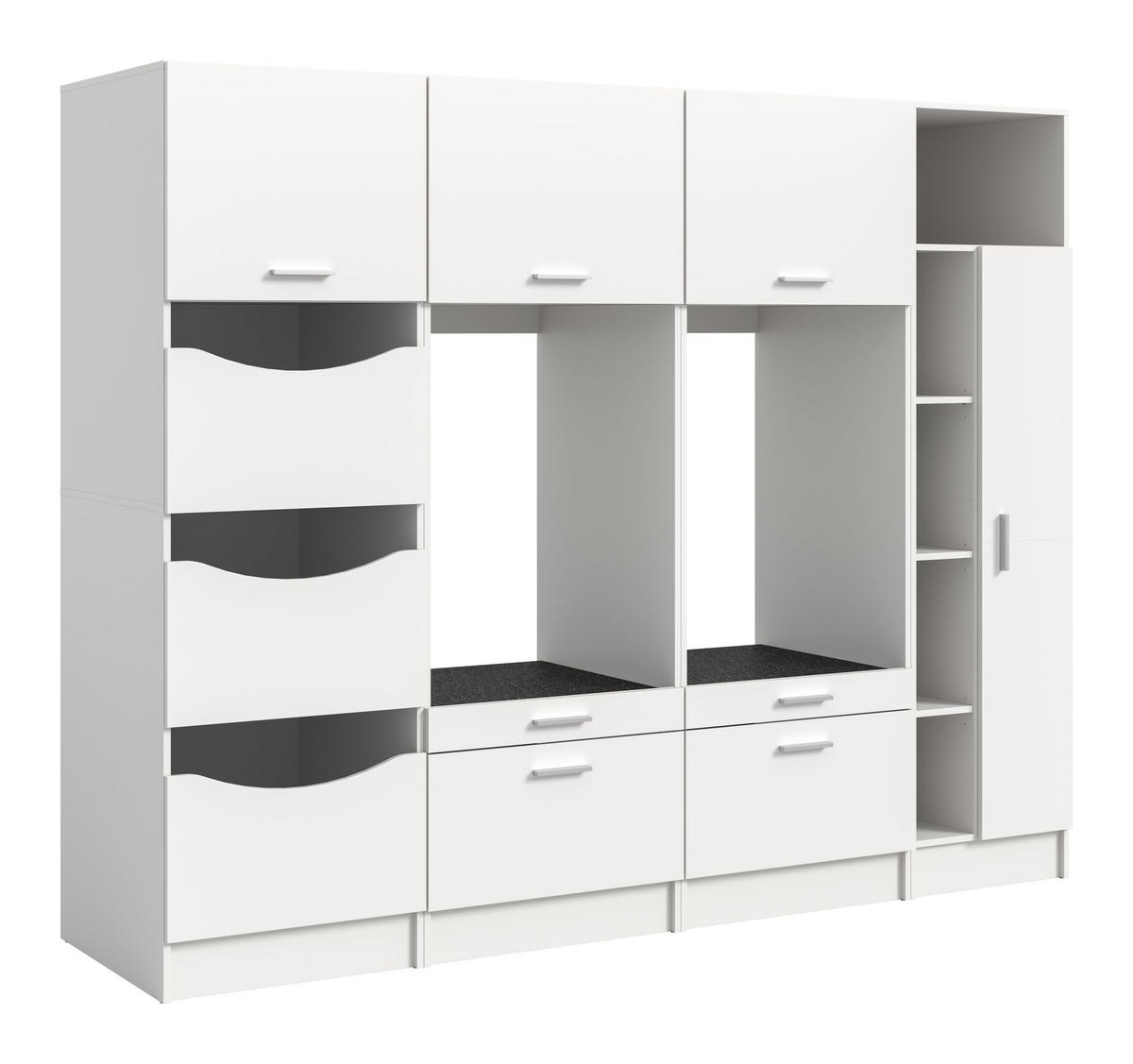 WASCHMASCHINENUMBAU 4tlg. Set Mixx Bad in weiß Nachbildung - modernes Design - B/H/T: 242x195x68 cm - Weiß, Holzwerkstoff (242/195/68cm) - Homes & Jones