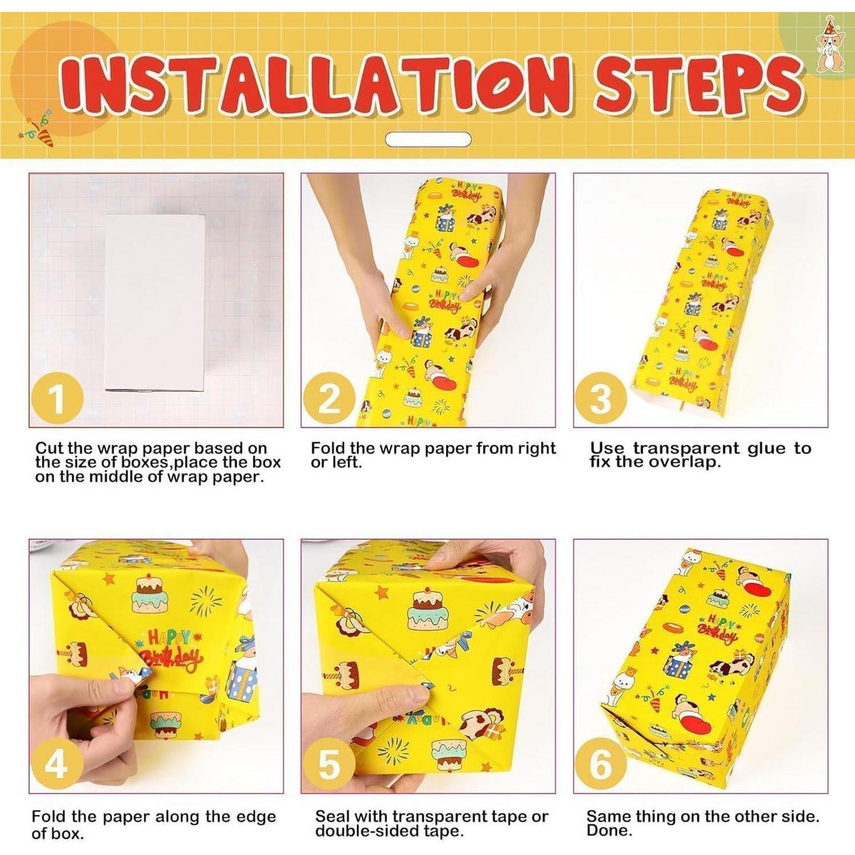 GESCHENKPAPIER 3 Rollen Set Hunde Motiv 43 cm x 3 m - Multicolor, Papier (43/43/305cm)