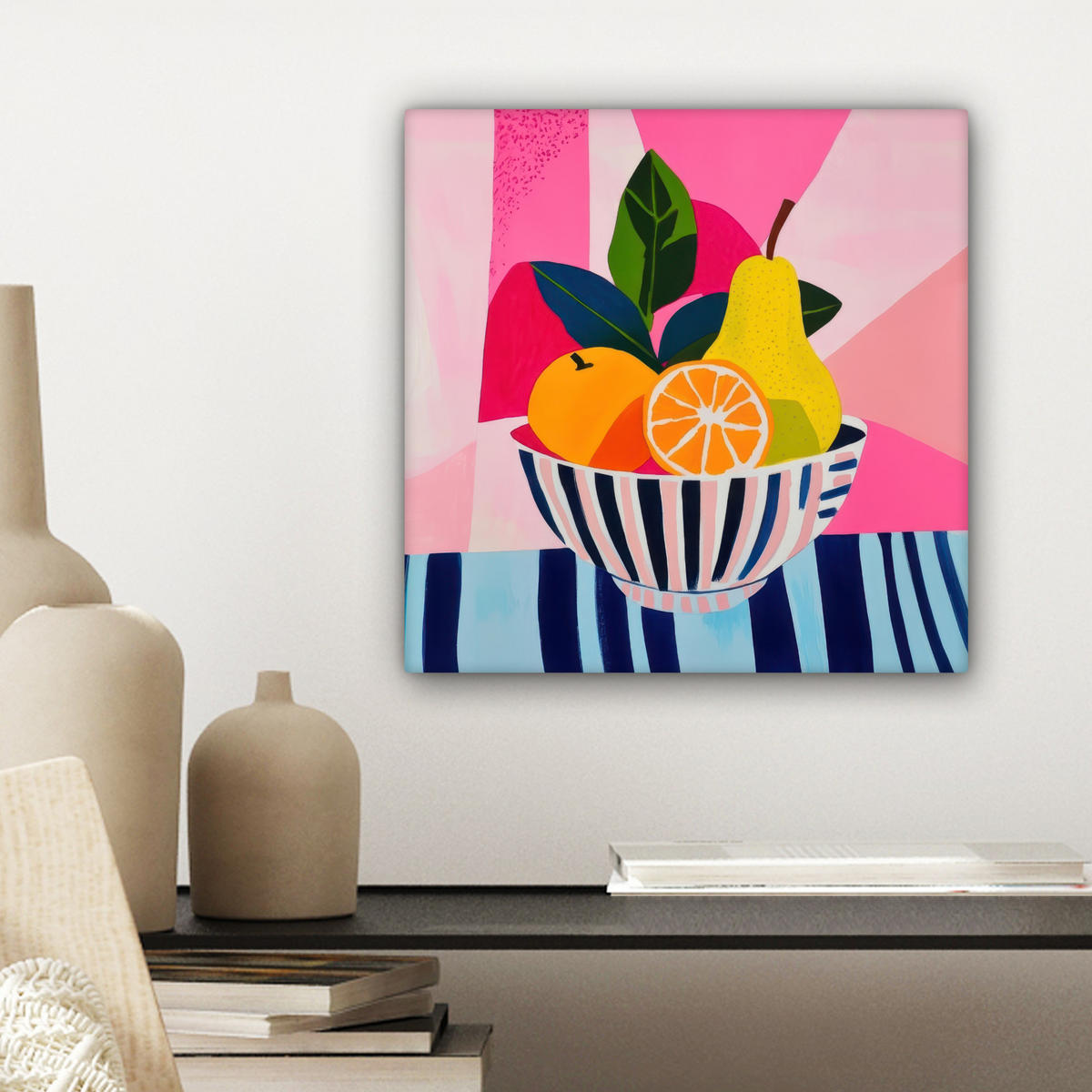 LEINWANDBILD Obst - Abstrakter Hintergrund - Rosa Deko Wohnzimmer 20x20 cm - Pink, Textil (20/20cm) - MuchoWow