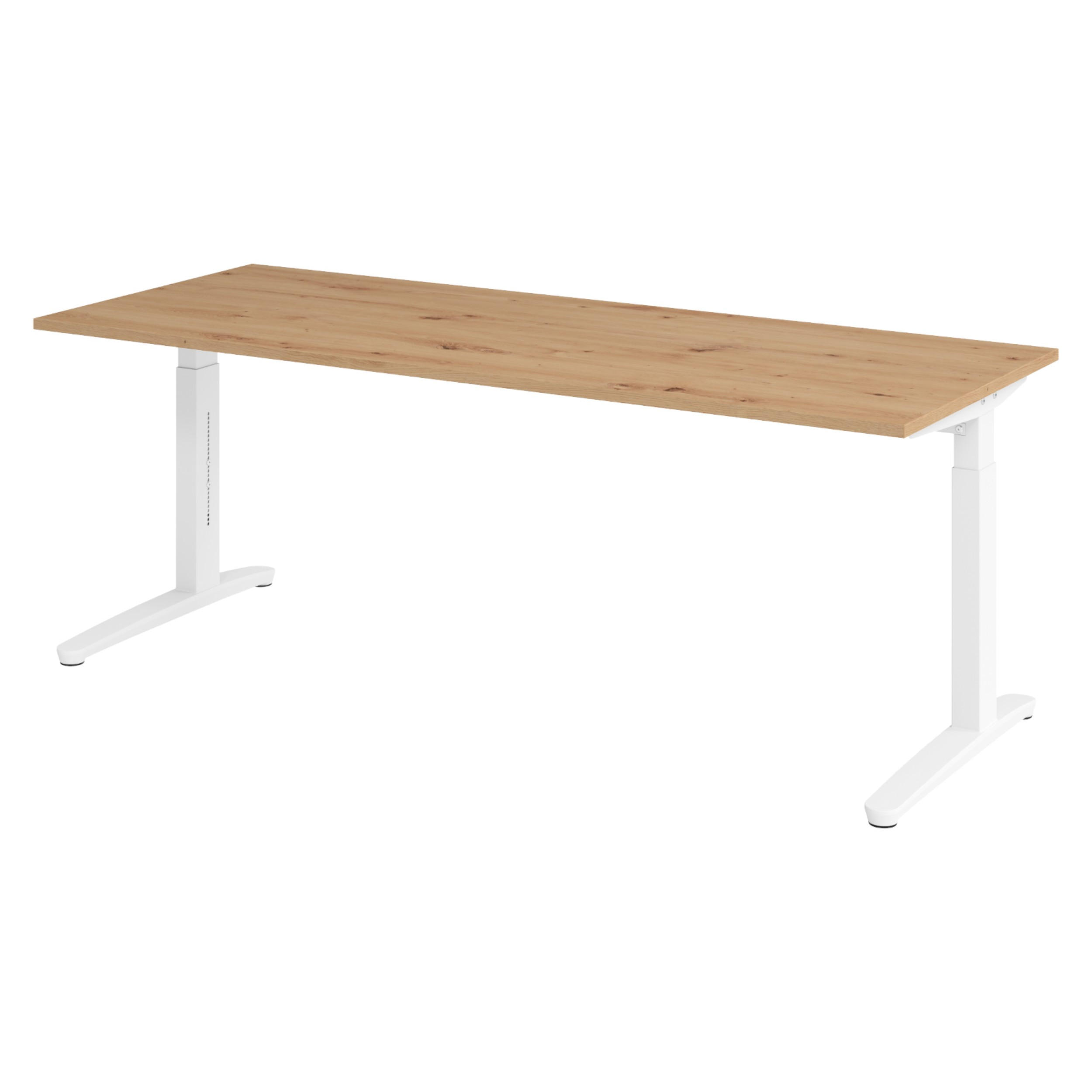 SCHREIBTISCH Serie-XB 80/200/74 cm in Wildeiche/Weiß - Wildeiche/Weiß, Holzwerkstoff (80/200/74cm) - bümö