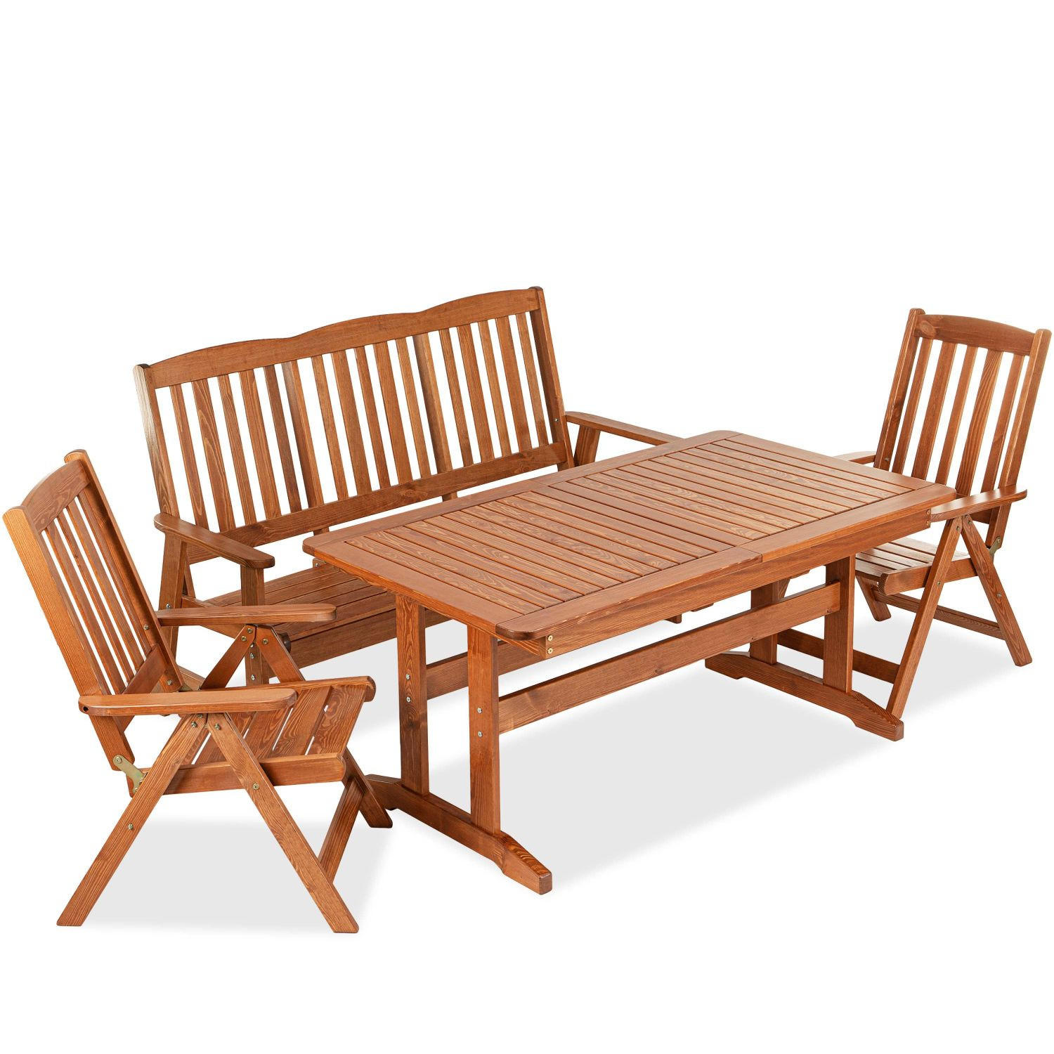 GARTENMÖBELSET ALCES für 5 Personen aus massivem Kiefernholz, braun - Braun, Holz - KONSIMO®