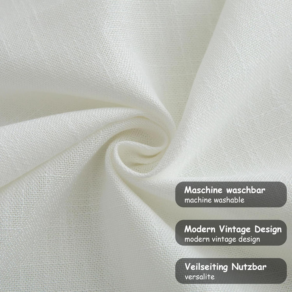 TISCHLÄUFER Leinenoptik abwaschbar, Lotuseffekt, 30x120 cm, Weiß - Weiß, Textil (30/120cm)