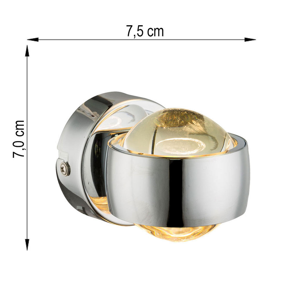 LED WANDLEUCHTE RANDI Chrom Silber - Silberfarben, Glas (7.5/7/10cm) - Globo Lighting
