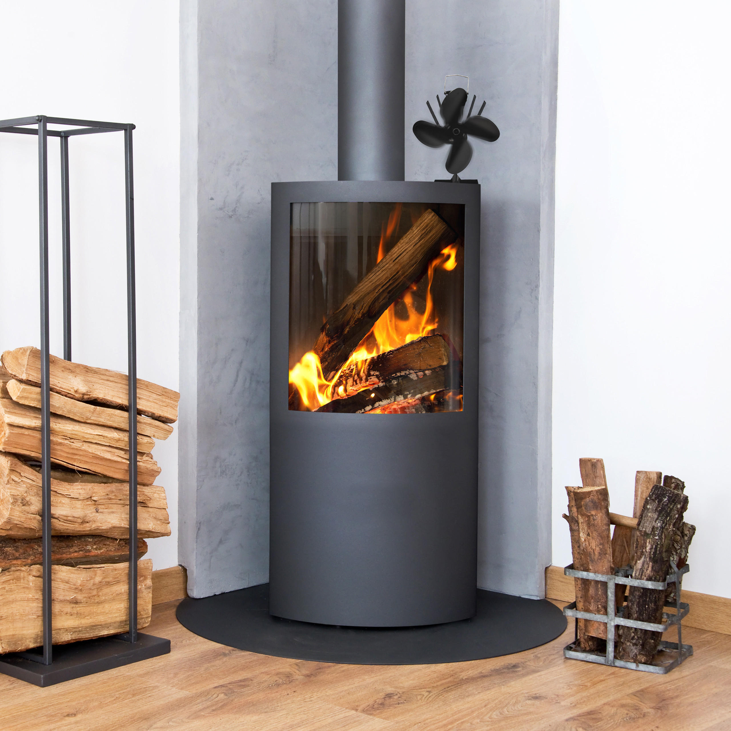 OFENVENTILATOR - Schwarz, Metall (19/26/12cm) - Relaxdays