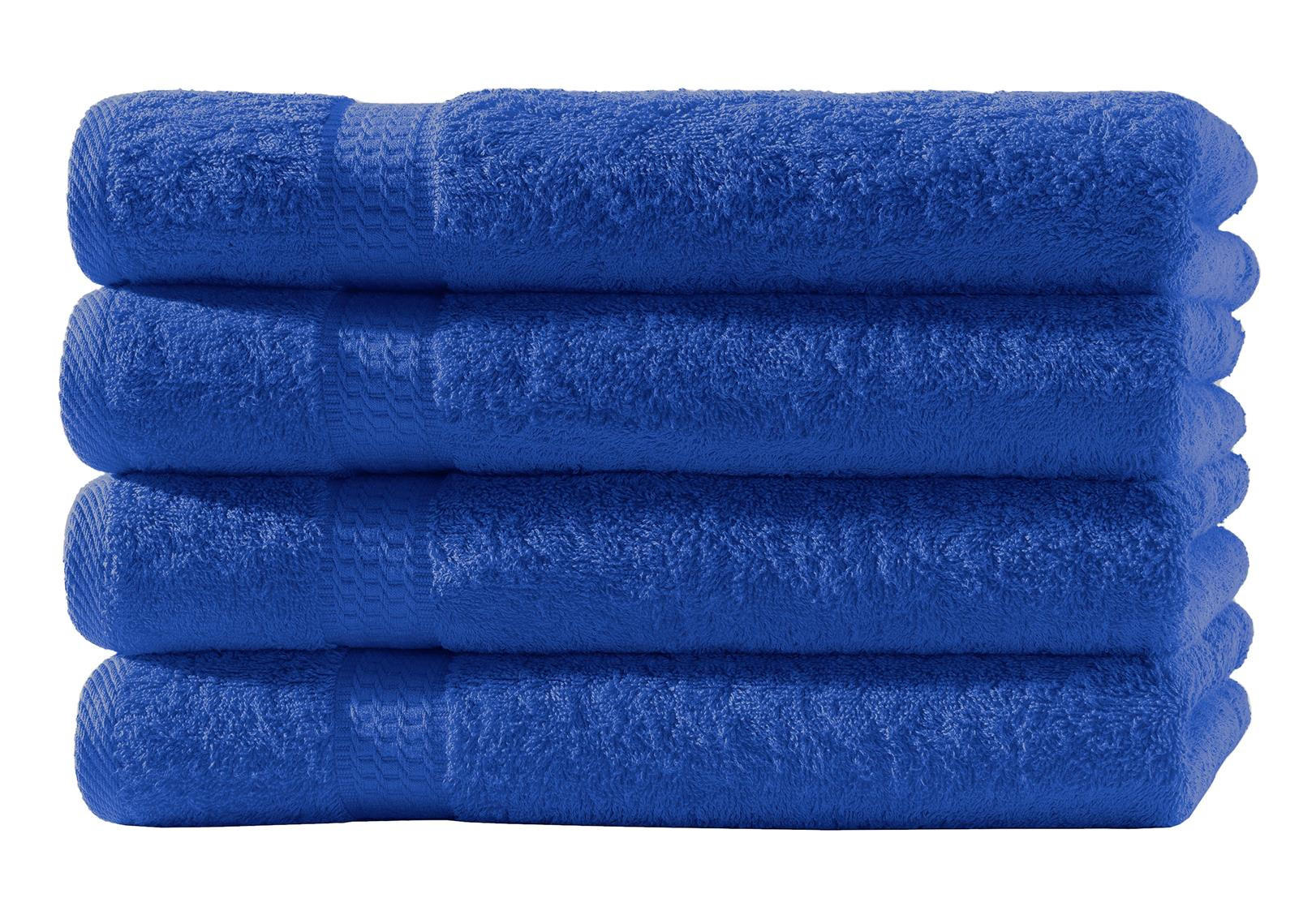 HANDTUCH 50x100 cm Frottier Handtücher im 4er Set aus 100% Baumwolle, Royal Blau 500g/m2 - Blau, Textil (50/100cm) - Carpe Sonno