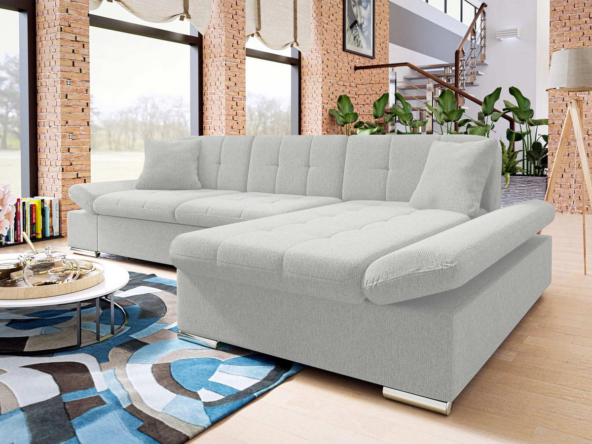 ECKSOFA Malwi, Seite: Rechts - Edelstahlfarben, Holz/Textil (278/161cm) - MIRJAN24