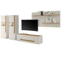 WOHNWAND 4-teilig weiß, Eiche Wotan 340 cm, Schrankwand mit 10 Fächern - Eiche Wotan/Schwarz, Glas/Holz (340/170/45cm) - Furn.Design