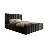 POLSTERBETT Bett Mona VII gepolstert modern, elegantes Kopfteil, Bettkasten, hochwertiger Abriamo-Stoff 200x200 cm, schwarz - Schwarz, Holzwerkstoff/Kunststoff (200/200cm) - DomoHome