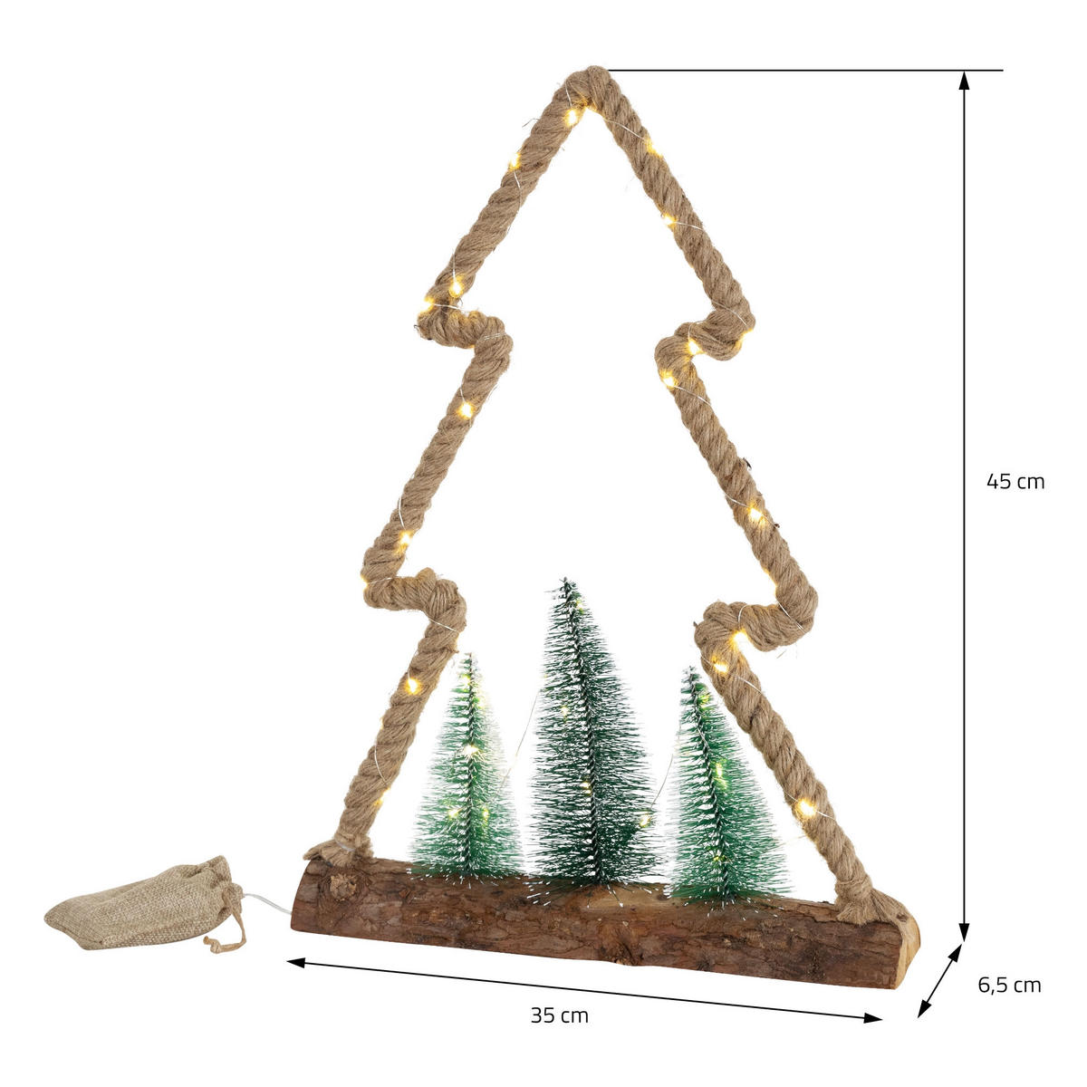 WEIHNACHT FIGUR JUTE - Braun, Holz (6.5/45/35cm) - ECD-Germany