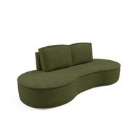 SOFA Molly – Freistehendes halbrundes Designsofa mit zwei eleganten, abnehmbaren RückenKissen, Curio Stoff, Größe: 234x101x88 cm, Grün - Waldgrün, Holz/Textil (234/88/101cm) - DomoHome