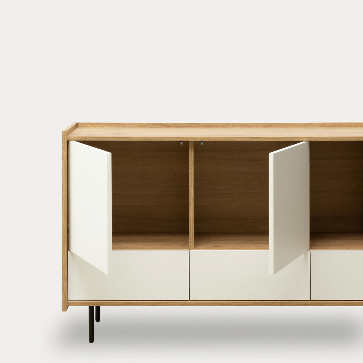 SIDEBOARD Nadine Natur - Weiß 139.5 cm x 80 cm - Braun, Holzwerkstoff (139/80/41cm) - Kenay Home