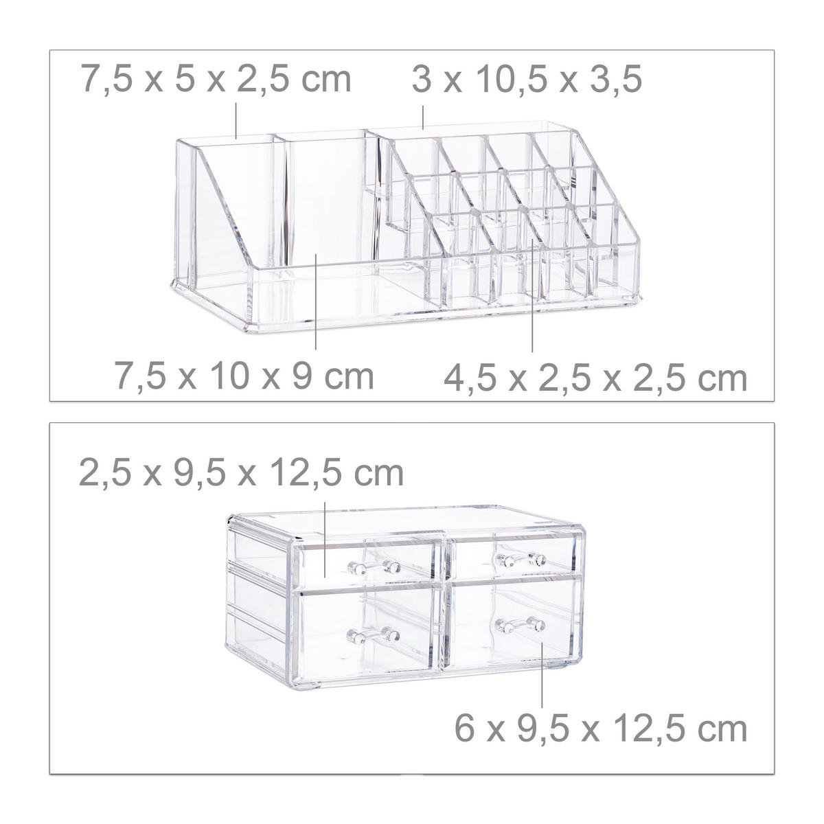 MAKE-UP Organizer - Transparent, Kunststoff (23.5/19/14cm) - Relaxdays
