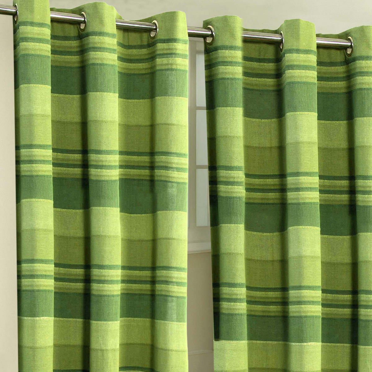 ÖSENVORHANG Morocco blickdicht 2er-Set, 167/228 cm - Grün, Textil (167/228cm) - Homescapes