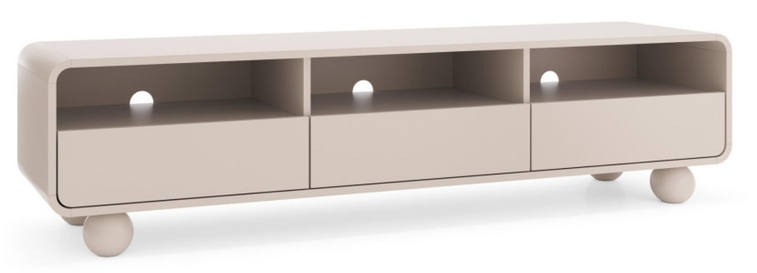 TV-SCHRANK Kaschmir ALBI Auf Runden Beinen 180 cm - Ecru, Holzwerkstoff (180/44/39cm) - Sepro Meble