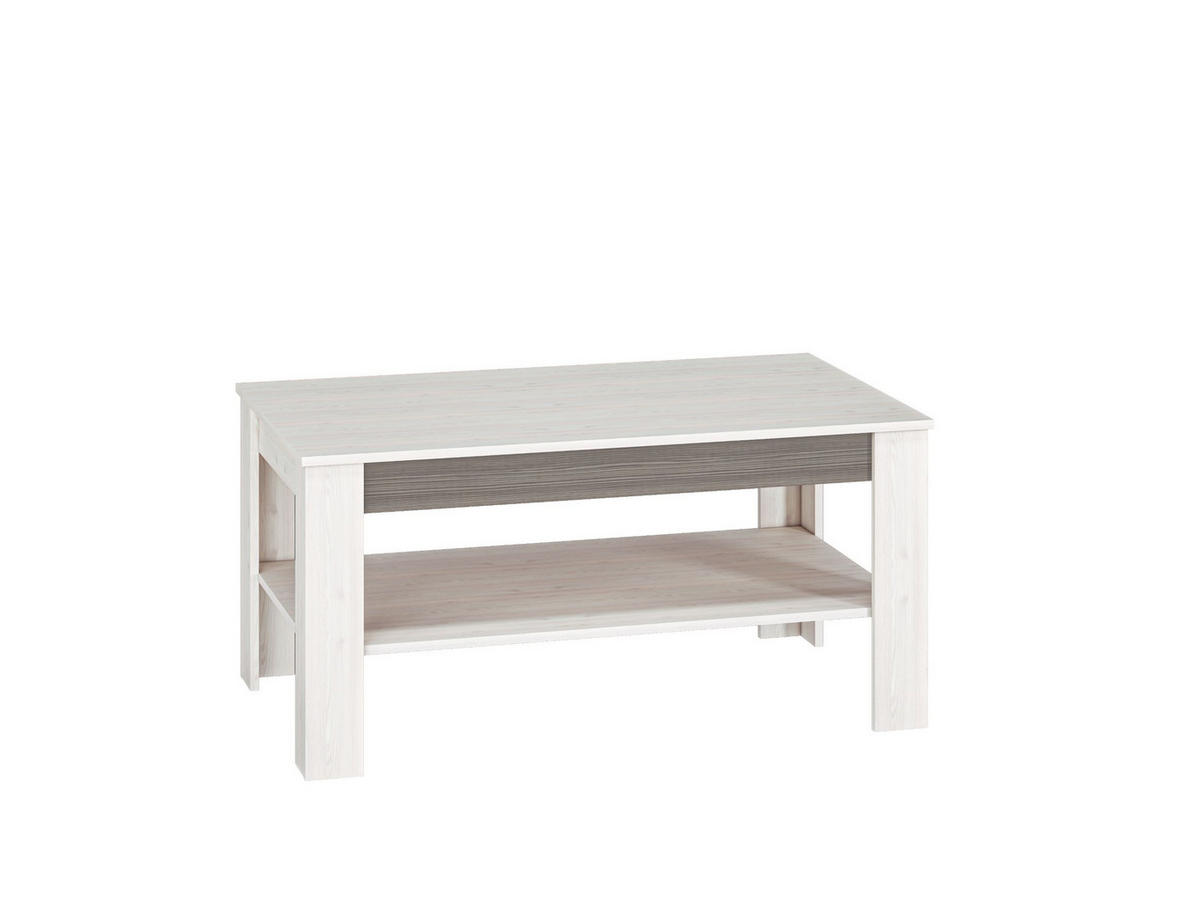 COUCHTISCH Blanco Pinie weiß / grau 114 / 67 / 56cm - Weiß, Holz/Holzwerkstoff (67/114/56cm) - Feldmann-Wohnen