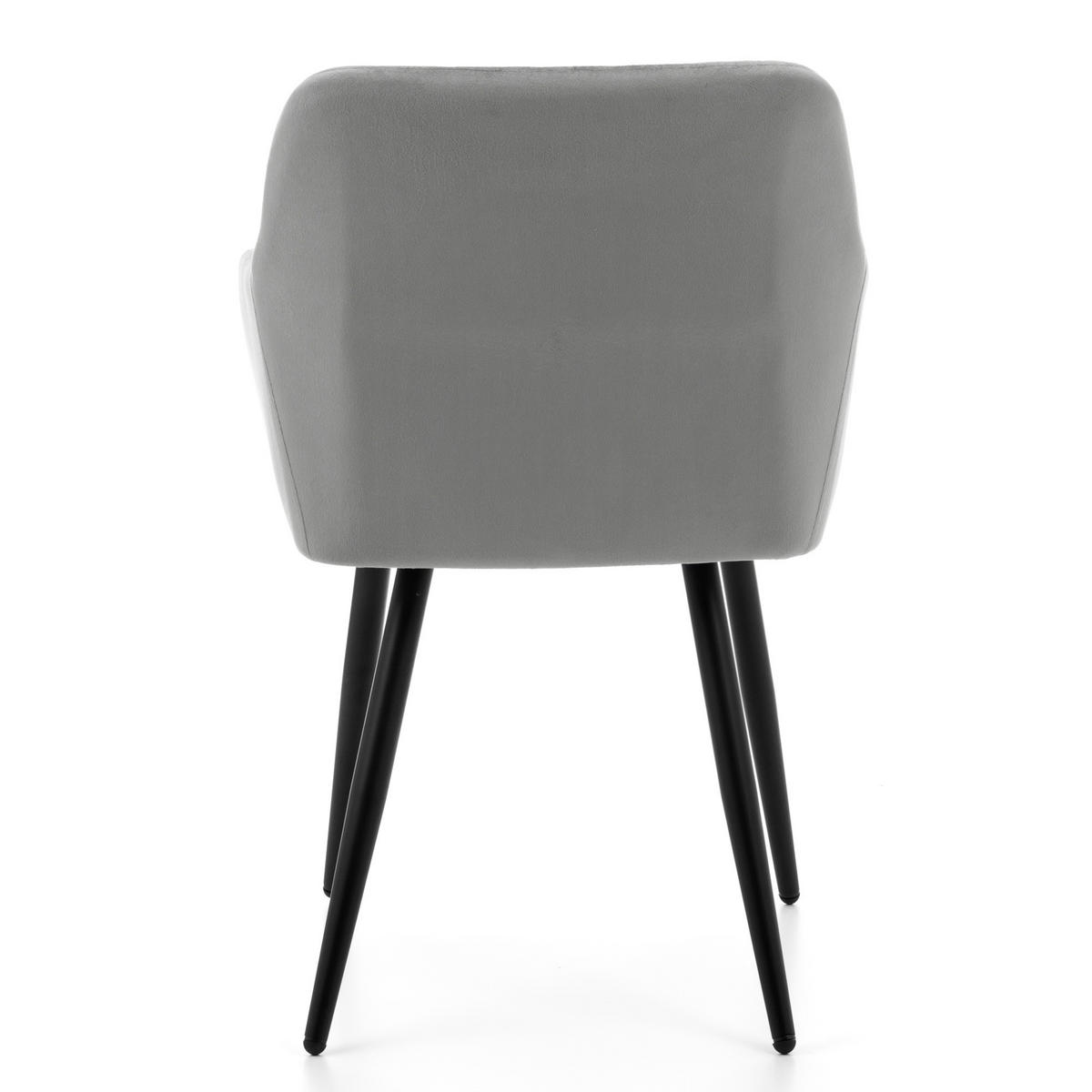 STUHL TODI gepolstert mit Steppung - hellgrau - Samt Velours - Hellgrau/Schwarz, Textil/Metall (56/85/62cm) - NEW HOME