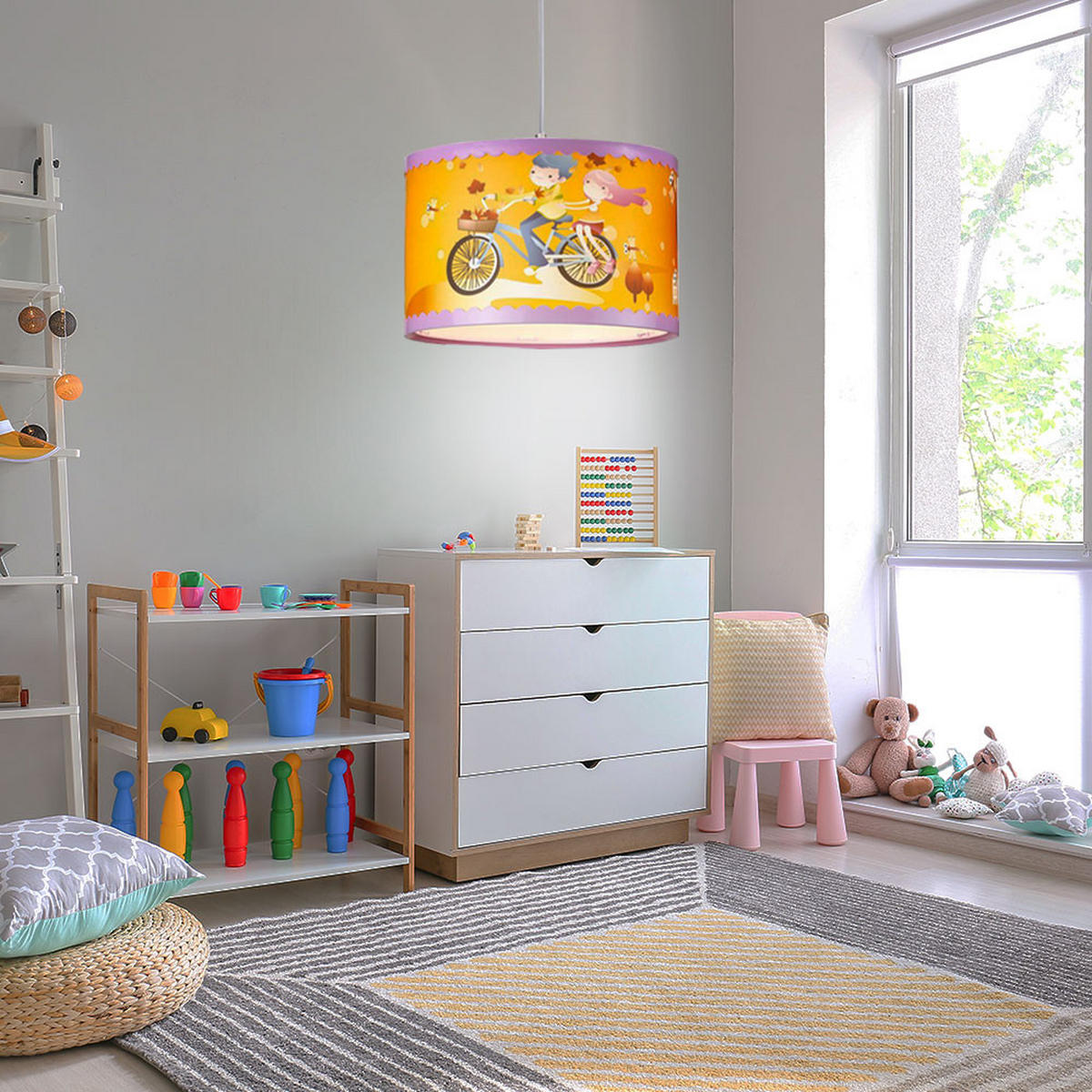 HÄNGELEUCHTE Kunststoff Bunt gemustert - Multicolor, Kunststoff (28/28/80cm)