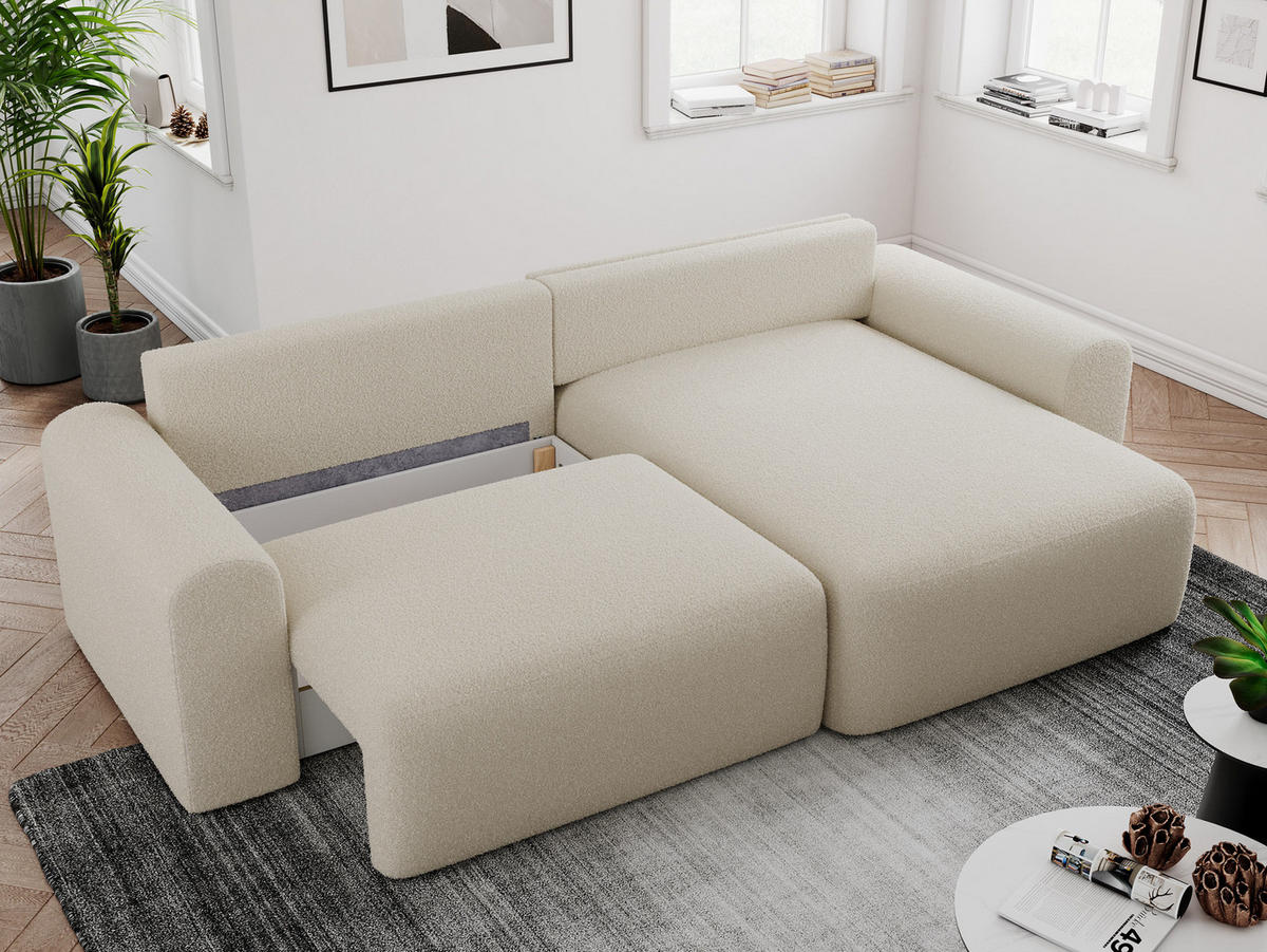 ECKSOFA NELSON Beige Boucle - Beige/Schwarz, Kunststoff/Textil (274/152cm) - MKS