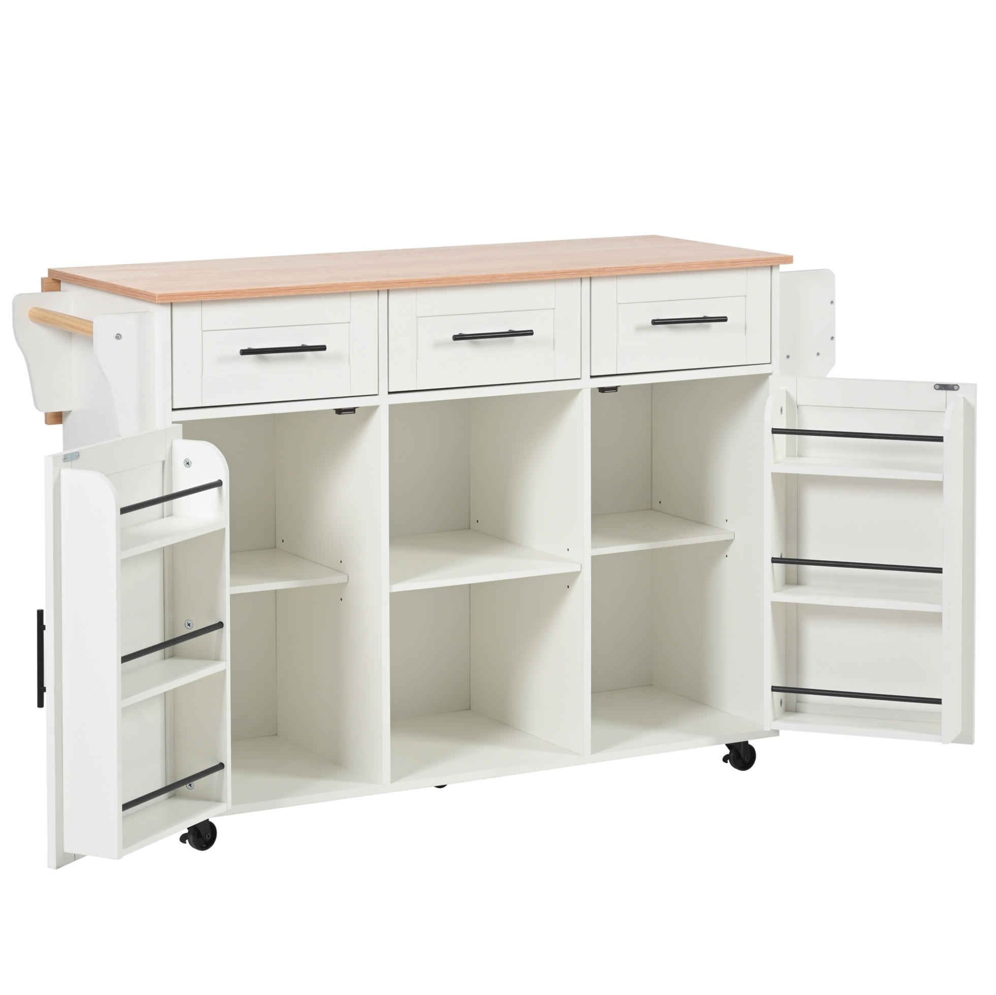 KÜCHENINSEL 139/46(71)/91,5 cm aus MDF mit klappbarer Arbeitsplatte und wechselbaren Füßen Weiß - Weiß, Holzwerkstoff (139/91.5/46cm) - Modenvie