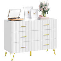 KOMMODE mit 6 Schubladen, 100x75x40 cm, Weiß Gold - Goldfarben/Weiß, Holzwerkstoff (100/75/40cm) - Woltu