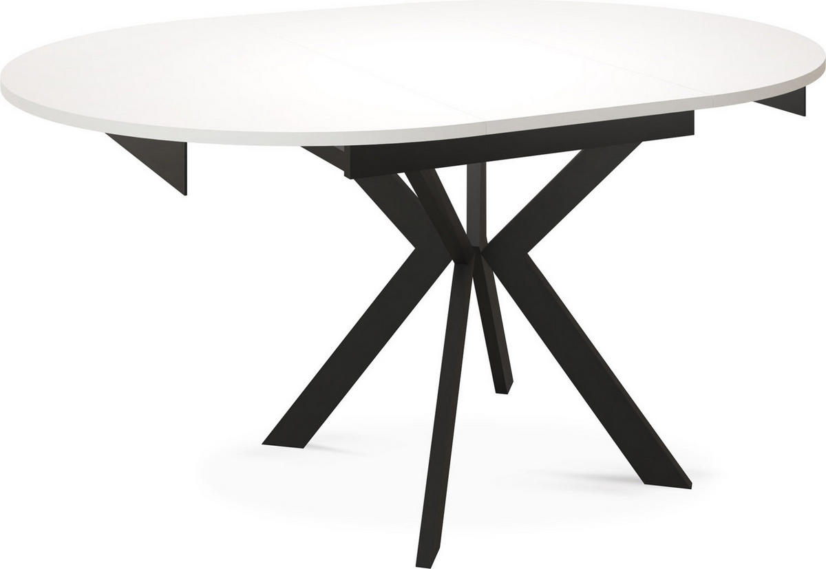 ESSTISCH Lily runder ausziehbarer, Weiß 100-140/100/76 cm - Schwarz/Weiß, Holzwerkstoff/Metall (100/100/76cm) - WFL GROUP