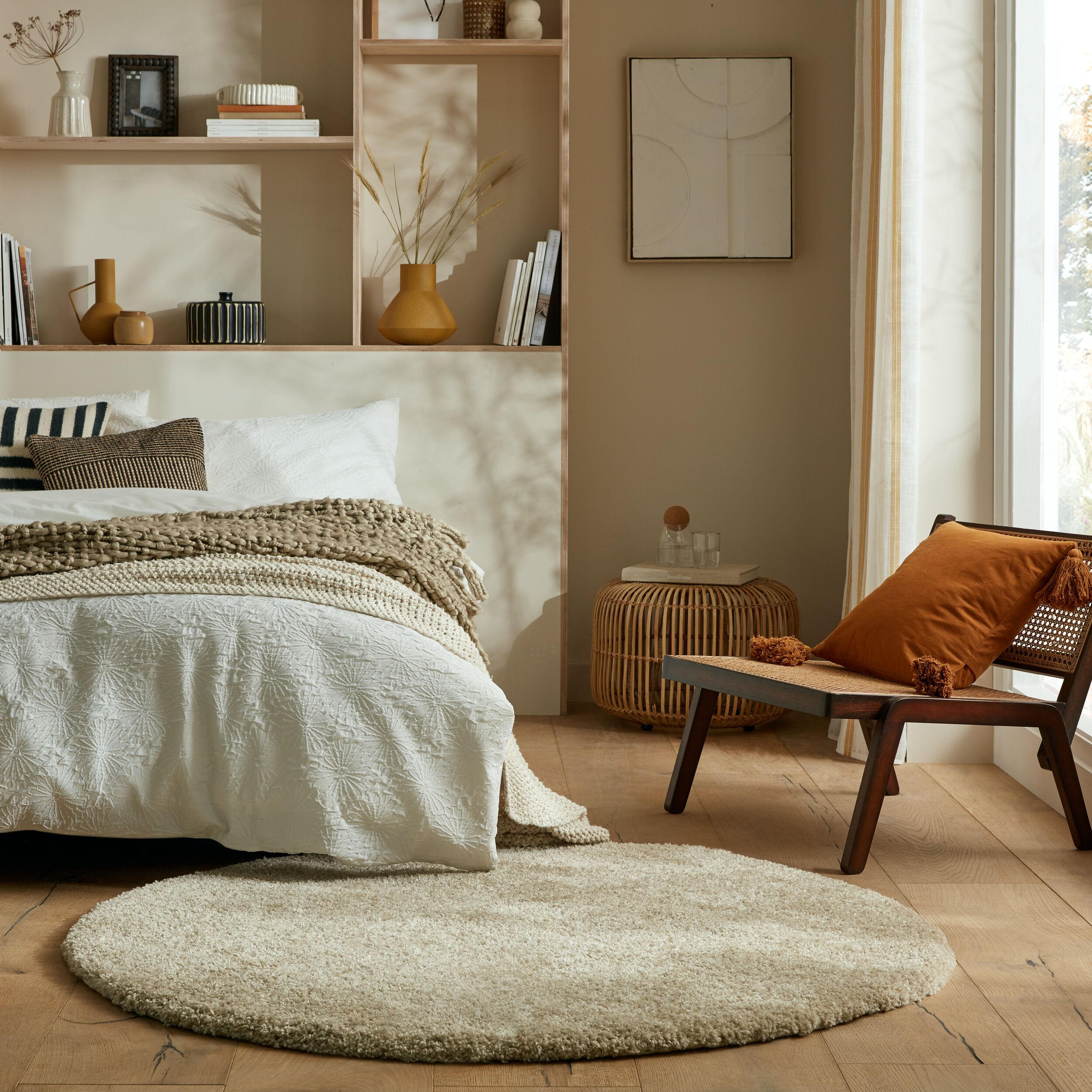 TEPPICH Hochflor Shaggy-Design, teddyweich LYNE, Beige 133x133 cm - Beige, Textil (133/133cm) - KADIMA DESIGN