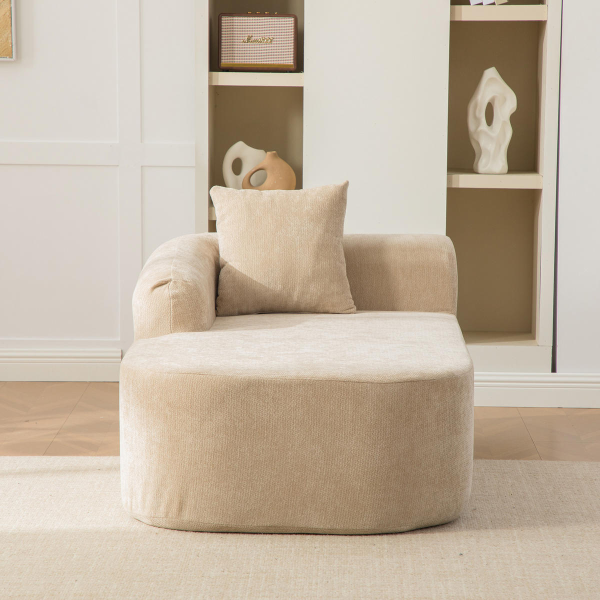 RÉCAMIERE DE-35127 linke mit Chenille-Bezug Hellkhaki - Sandfarben, Textil (99/80.5/172cm) - ComfortXL