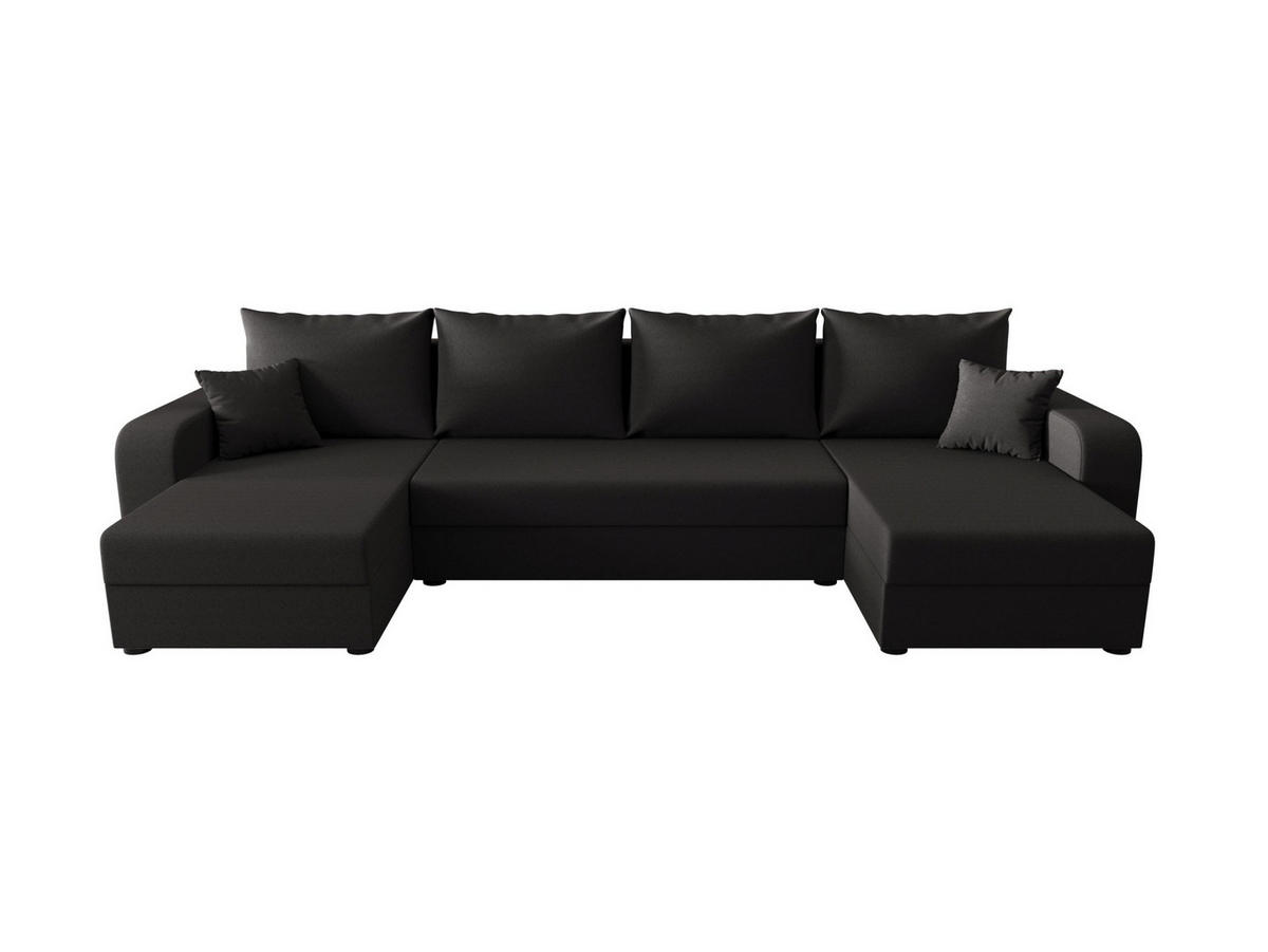 WOHNLANDSCHAFT HEWLET U BIS Sawana 05 mit Schlaffunktion - Schwarz, Textil (305/90/140cm) - Bedante