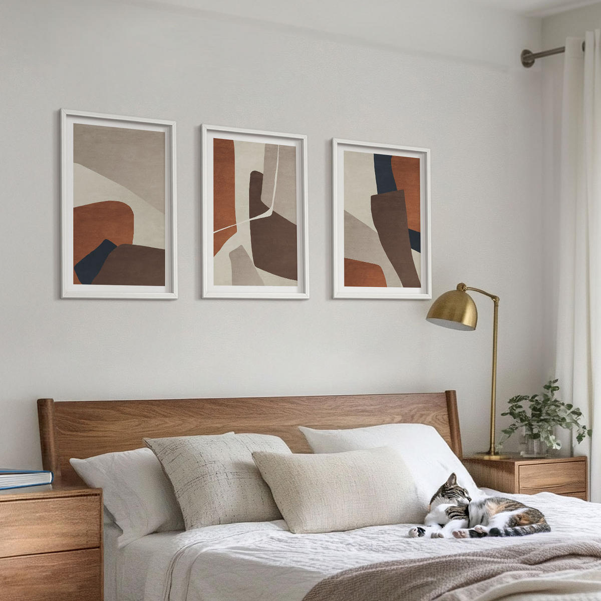BILDER SET 3er Set - 40x60 cm Weißer Rahmen - Abstrakte moderne Strukturen - Weiß, Kunststoff (40/60cm) - TULUP