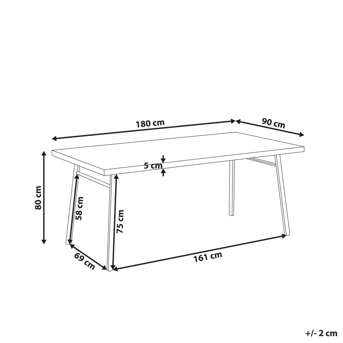 ESSTISCH 180/90/80 cm Hellbraun, Schwarz Rechteckig Ivorie - Hellbraun, Holzwerkstoff (90/180/80cm) - Beliani