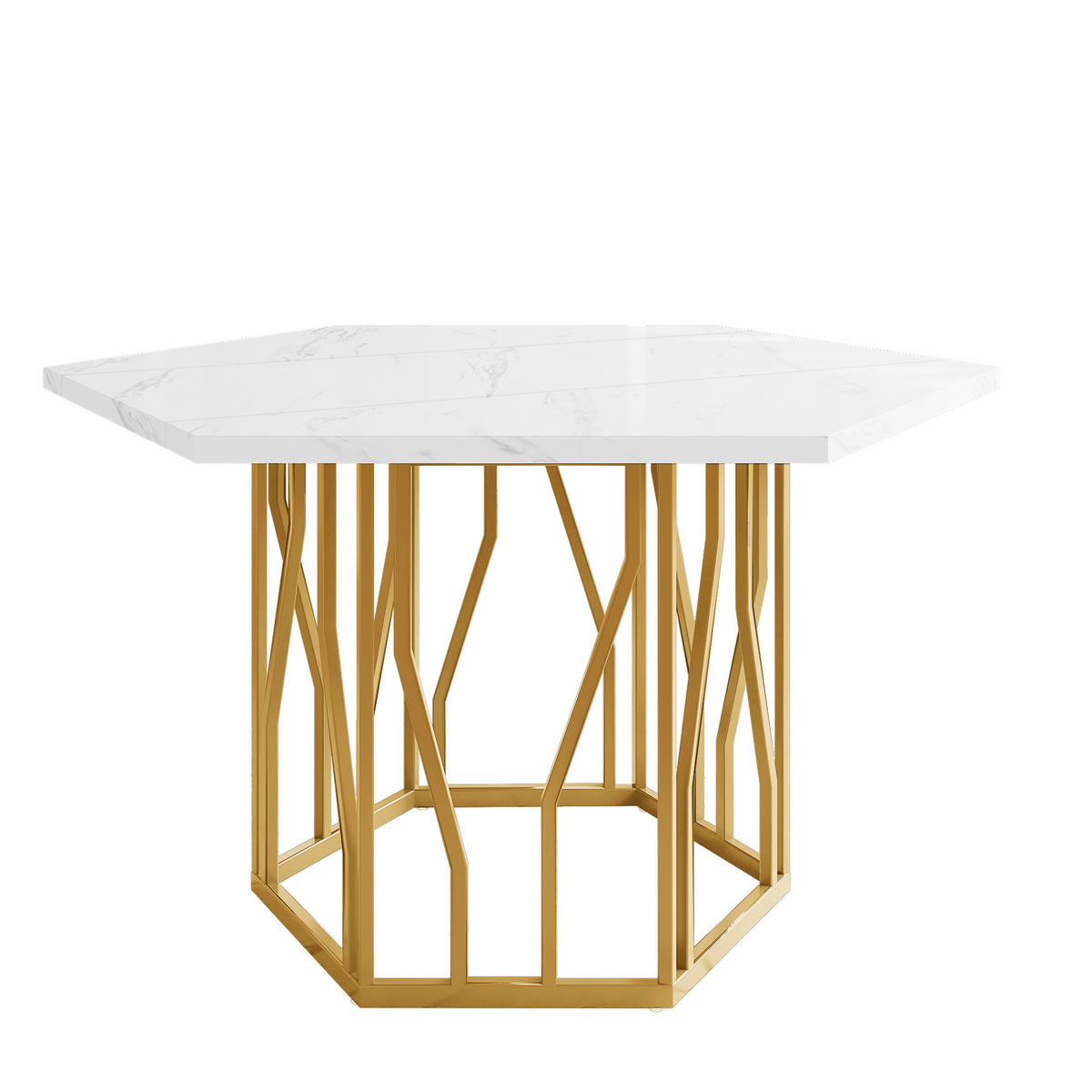 ESSTISCH 115x100x75 cm in Weiß und Gold aus MDF mit Marmoroptik - Goldfarben, Holzwerkstoff (115.5/100/75cm) - Modfu