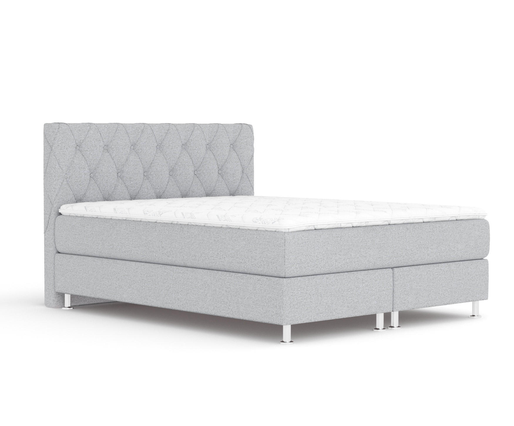 BOXSPRINGBETT Otus Hellgrau 140/200 cm mit Latex-Topper - Silberfarben/Hellgrau, Holz/Holzwerkstoff (140/200cm) - Maison de Reve