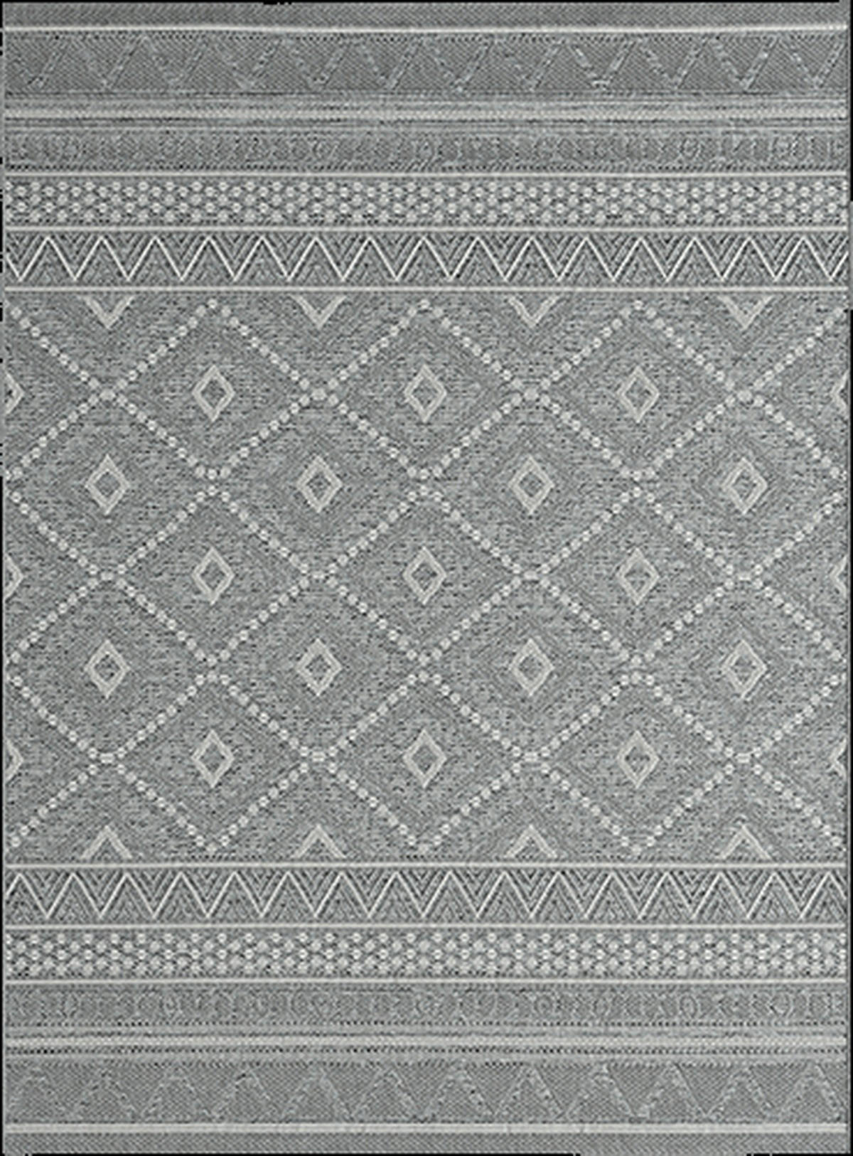 TEPPICH Flachgewebe ESERA Ethno-Rauten Polypropylen Grau 140 x 200 cm - Grau, Textil (140/200cm) - KADIMA DESIGN