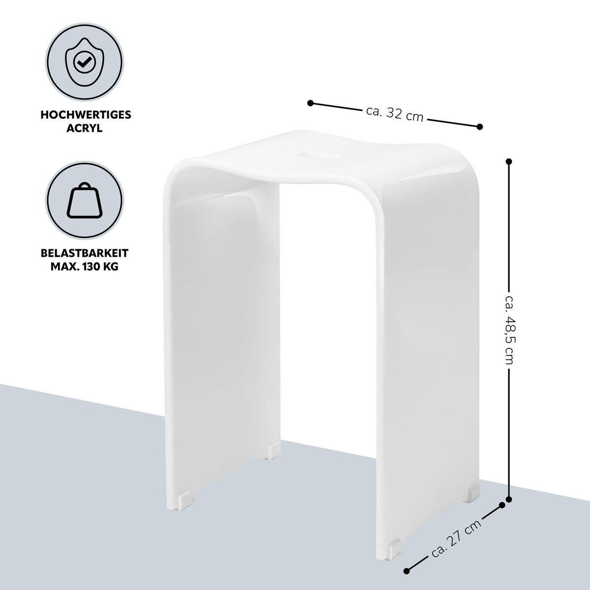 BADHOCKER, weiß, Kunststoff - Weiß Hochglanz, Kunststoff (32/48.5/27cm) - bremermann