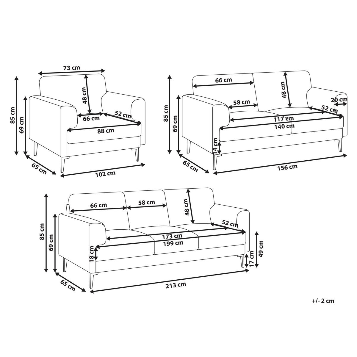 SOFA-SET 6-Sitzer Stoff Braun Lousto - Schwarz/Braun, Textil (213/85/65cm) - Beliani