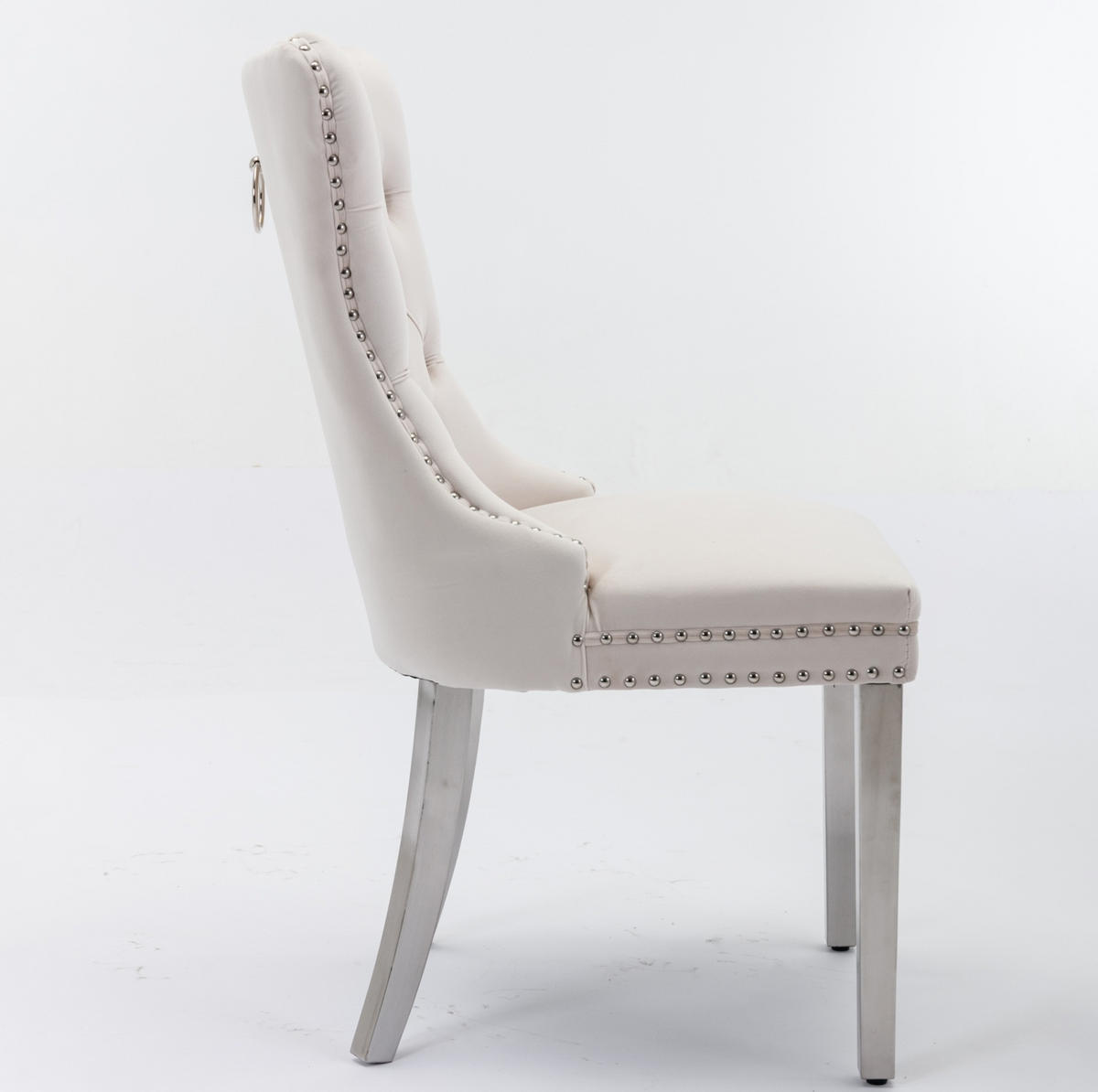 ESSZIMMERSTUHL 2er-Set hohe Rückenlehne Samt Beige - Beige, Metall (50/95/65cm) - Meubliv