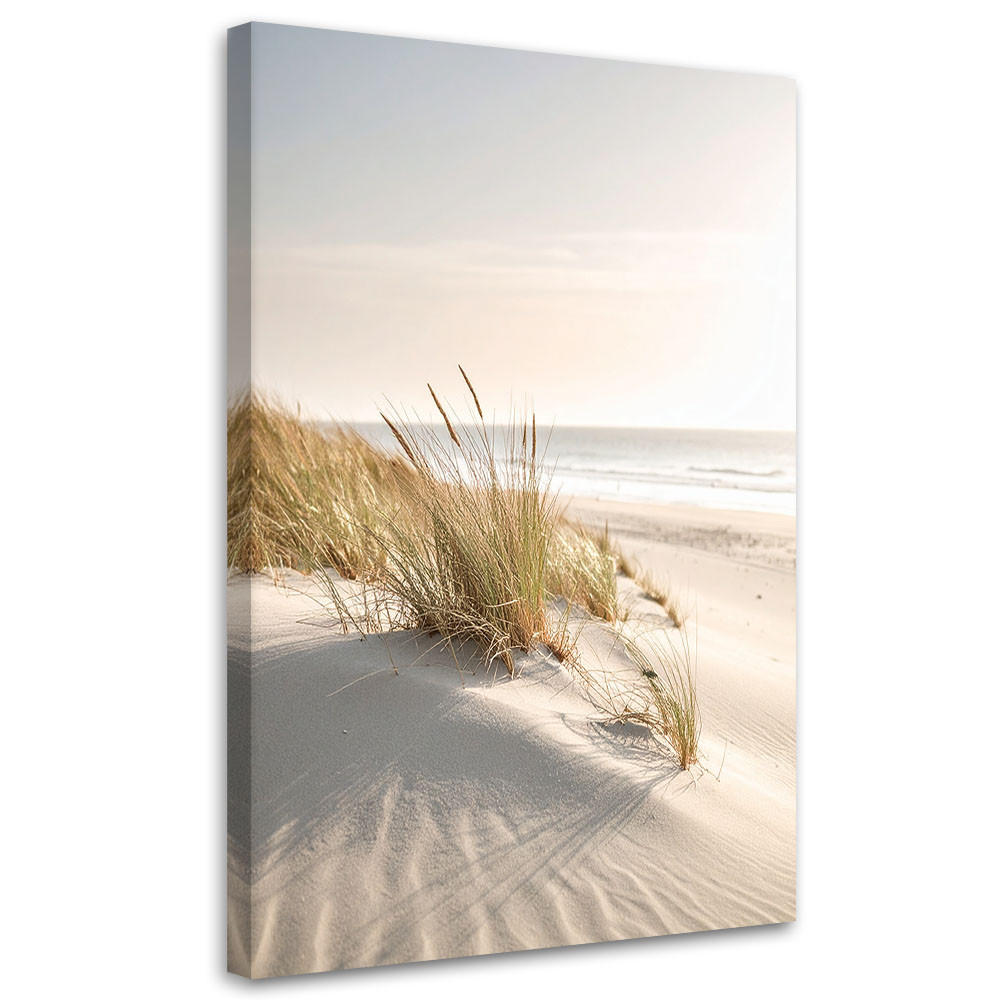 LEINWANDBILD Strand Meer Dünen Natur Pflanzen 80x120cm - Beige, Textil (80/120cm) - Feeby