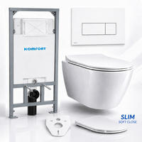 WC-SET ROLO Weiß, Slim-Sitz, Vorwandelement und Betätigungsplatte M570 Weiß THIN - Weiß, Keramik (53/119.5/48.5cm) - bad land