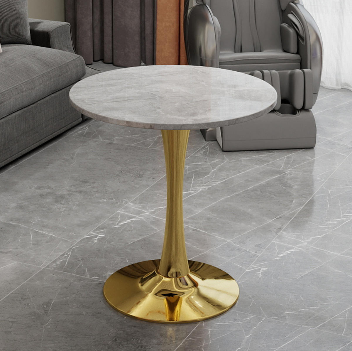 COUCHTISCH 70/70/72 cm in Gold aus Kunstmarmor mit modernem Design - Goldfarben, Stein (70/70/72cm) - OKMYHOME