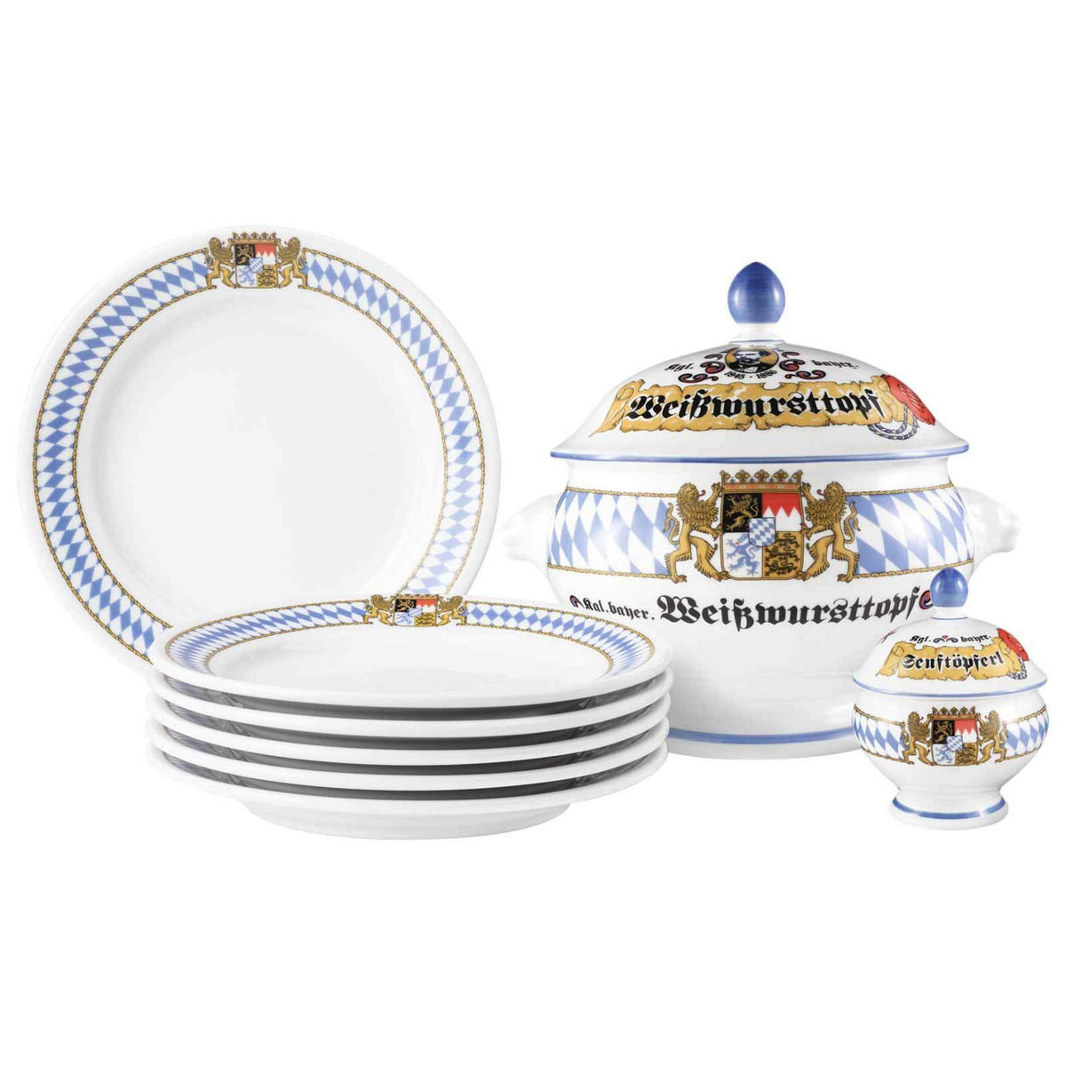 WEISSWURST-SET Compact Bayern bunt 8er Set - Multicolor, Keramik (1/1/1cm) - Seltmann Weiden