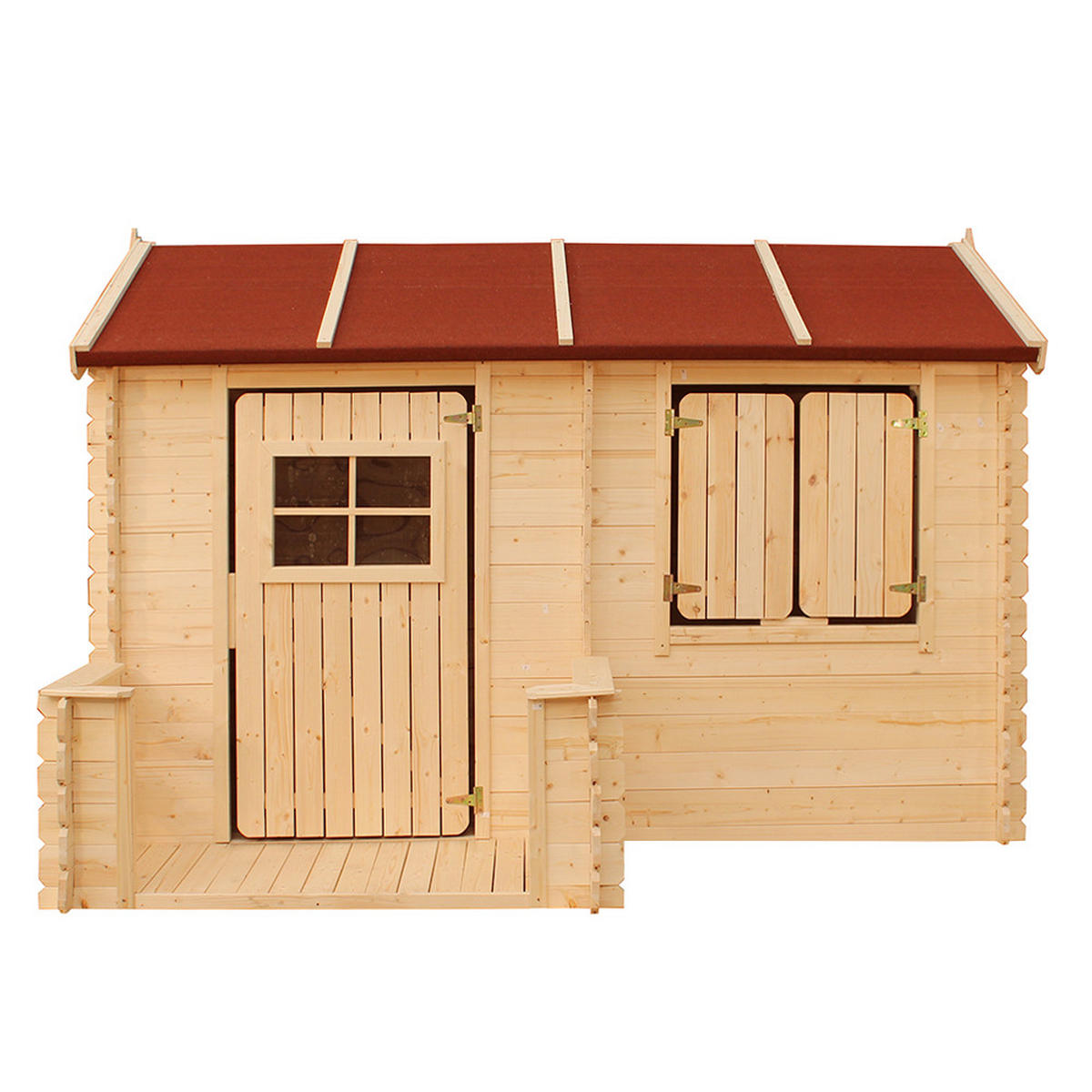 KINDERSPIELHAUS aus Holz - B178xL241xH151 cm/2,63m2 - M503 - Beige, Holz (241/151/146cm) - Timbela