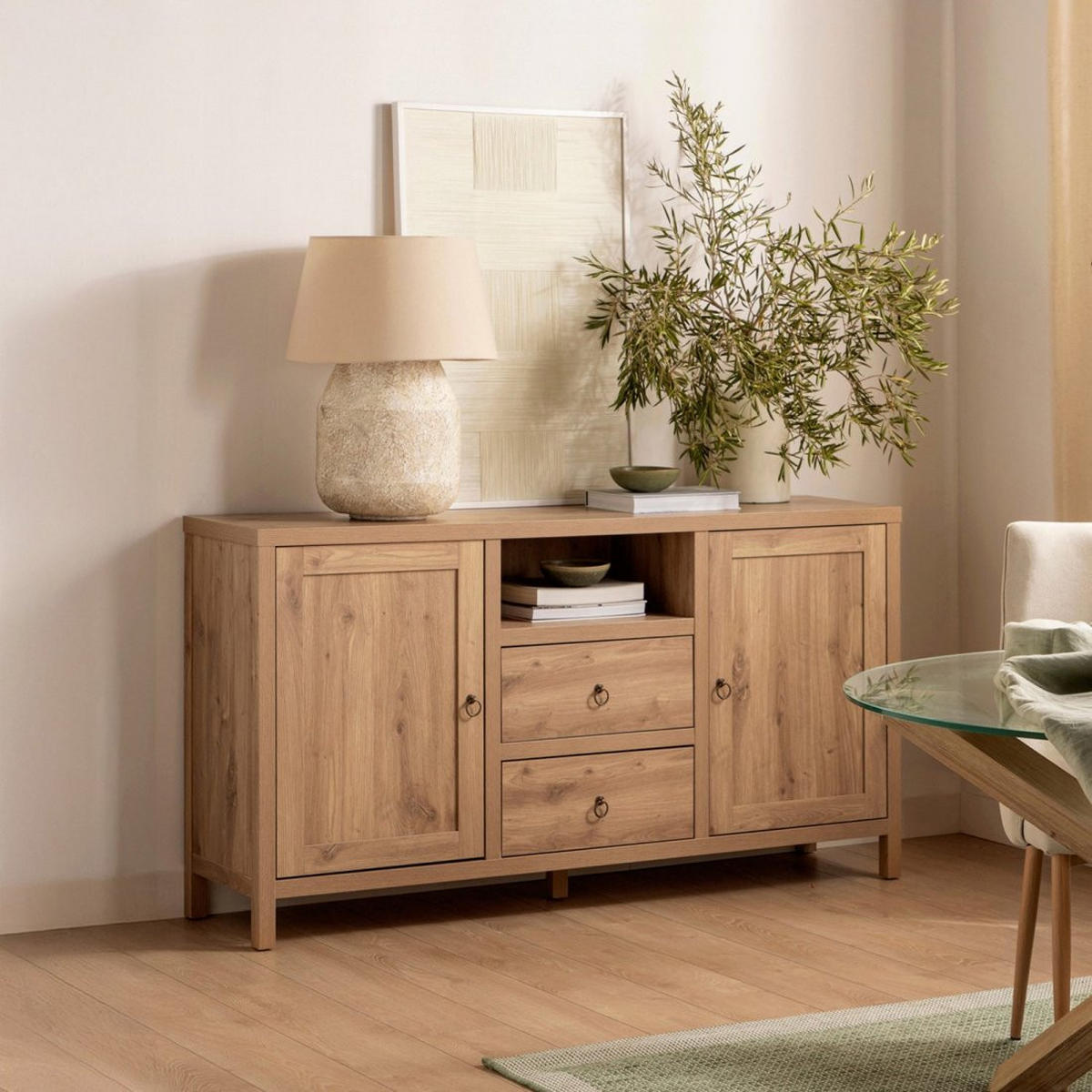 ANRICHTE NIEDRIGE Livorno Natürlich 160 cm x 85 cm - Naturfarben, Holzwerkstoff (160/85/40cm) - Klast Home