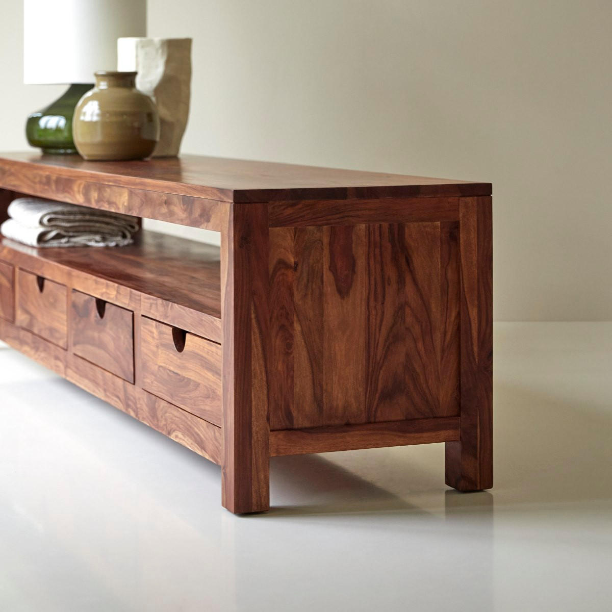 TV-SCHRANK Oliver Dunkelbraun aus Palisander - Dunkelbraun, Holz (200/50/45cm) - Tikamoon