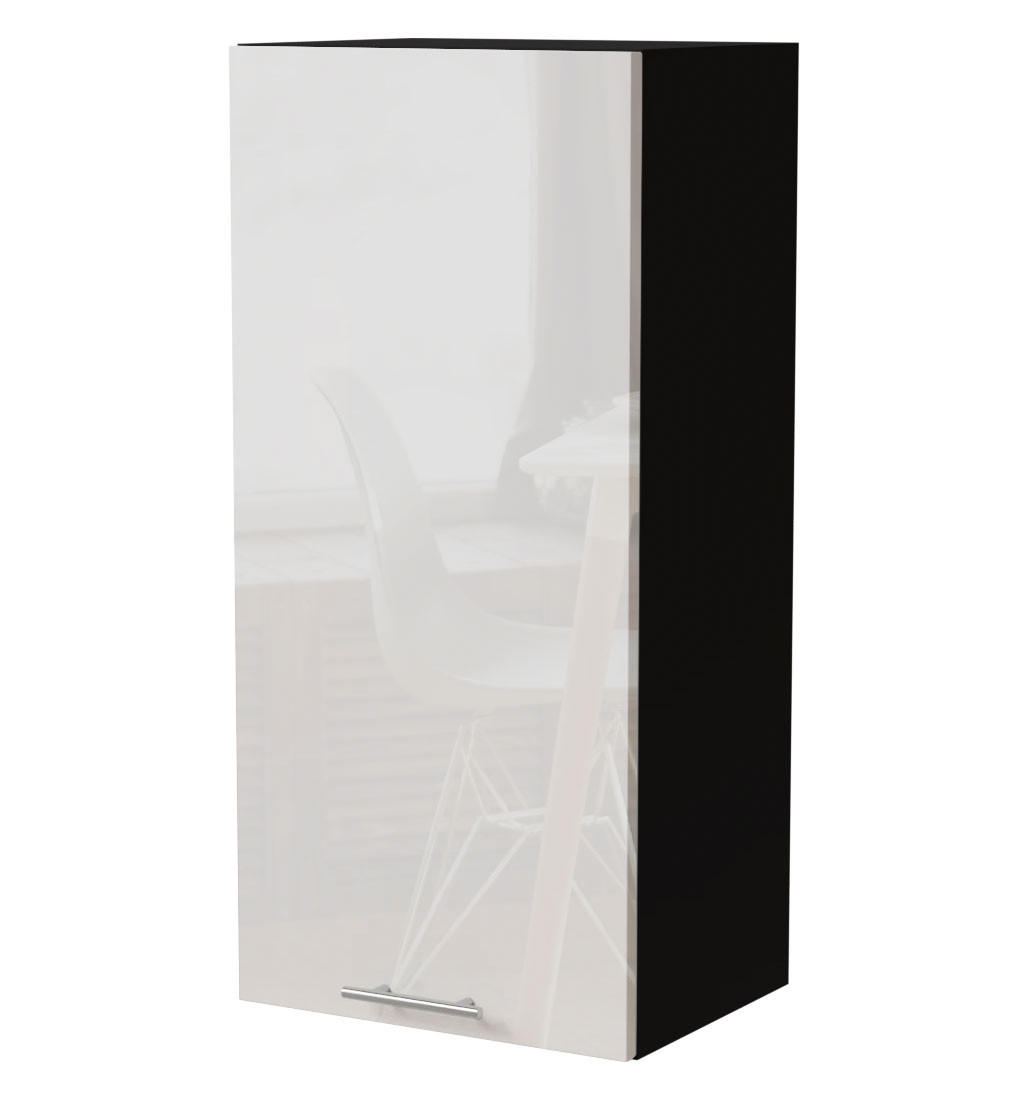 KÜCHENHÄNGESCHRANK Essen W4/45 Weiß Hochglanz / Schwarz Matt 45 / 32,5 / 96cm - Weiß Hochglanz/Schwarz, Holz/Holzwerkstoff (45/96/32.5cm) - Feldmann-Wohnen