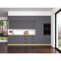 KÜCHENZEILE 360 cm - Langen K72-M360 - Schwarz/Grau, Holz/Metall (360/248/58cm)