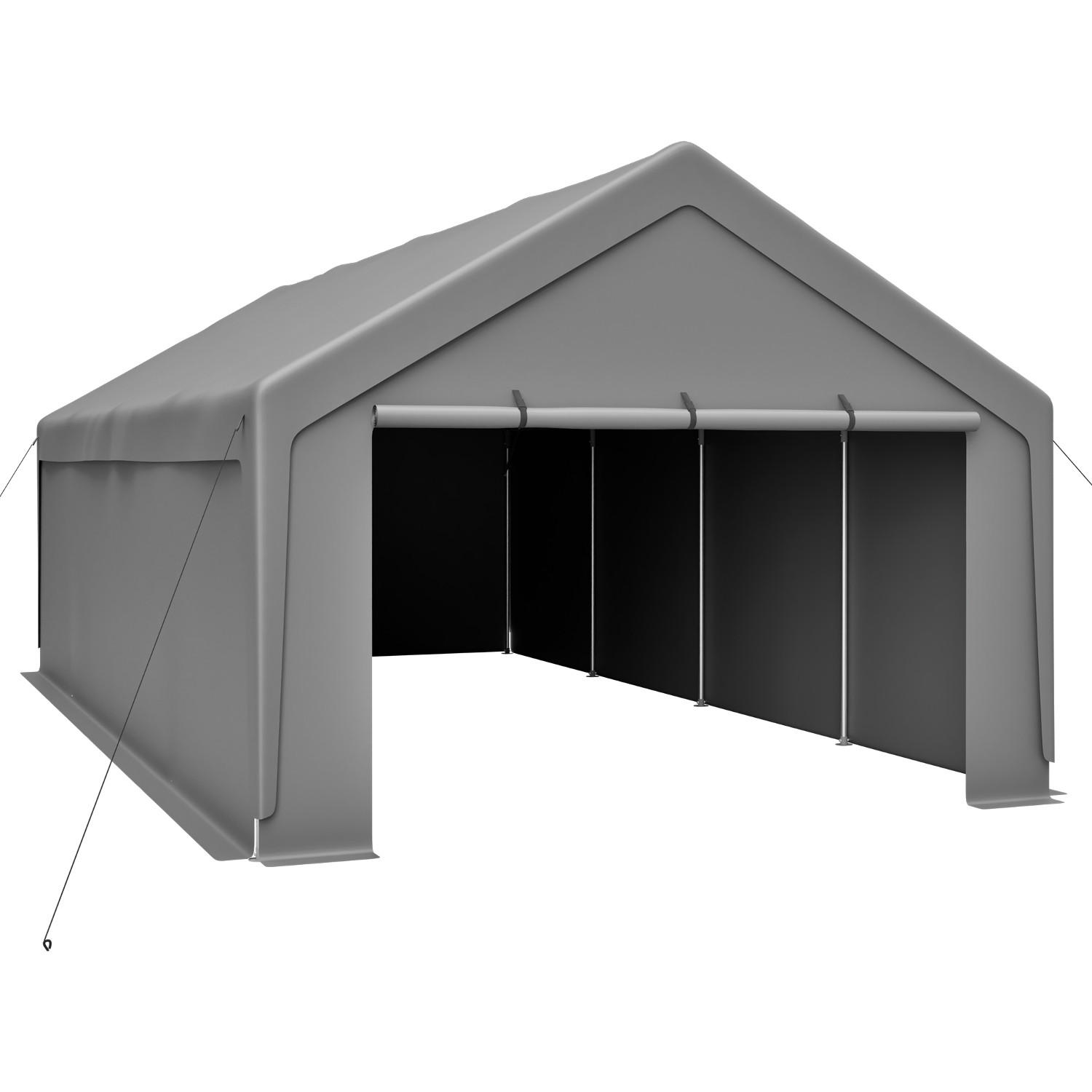 GERÄTEHAUS 765/400/311 cm Grau mit Rollup-Fenster - Grau, Metall (400/311/765cm) - Oxeza
